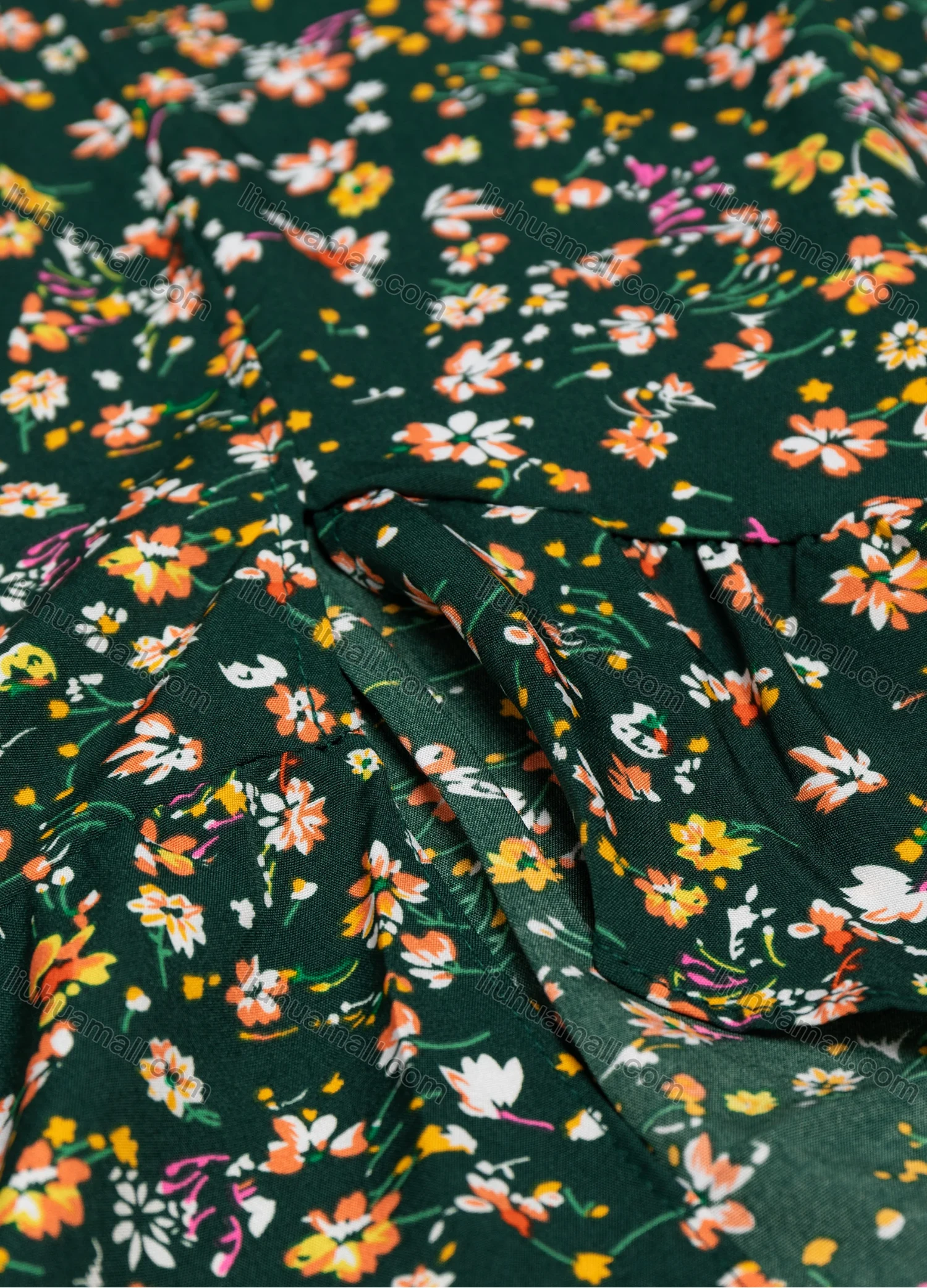 Wholesale Women's Casual Floral Allover Print V Neck Ruffle Sleeve High Waist Ruffle Hem Maxi Dress - Liuhuamall