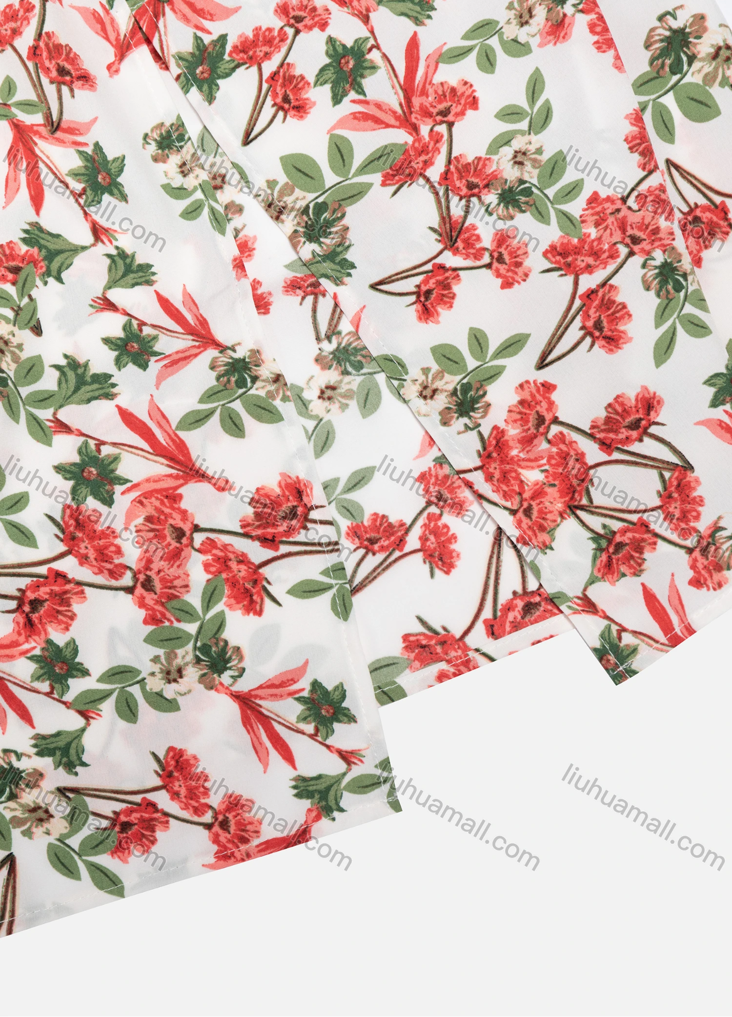Wholesale Women's Casual Floral Allover Print Bateau Neck Ruffle Trim Split Hem Maxi Dress - Liuhuamall