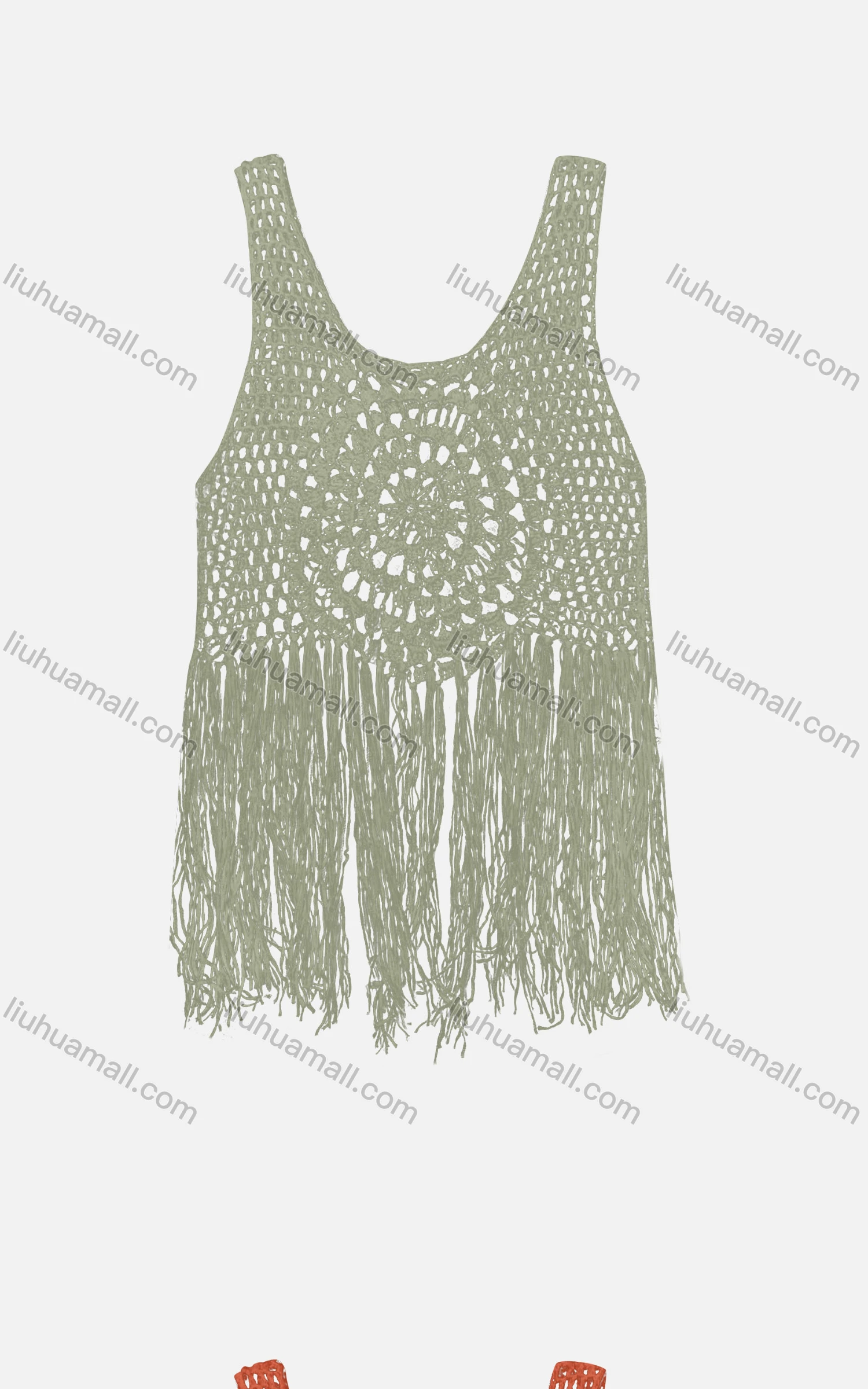Wholesale Women's Boho Crochet Plain Hollow Out Tassel Hem Tank Top Cover Up - Liuhuamall