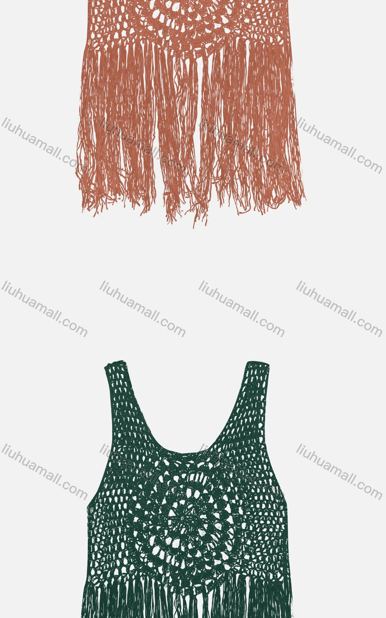 Wholesale Women's Boho Crochet Plain Hollow Out Tassel Hem Tank Top Cover Up - Liuhuamall