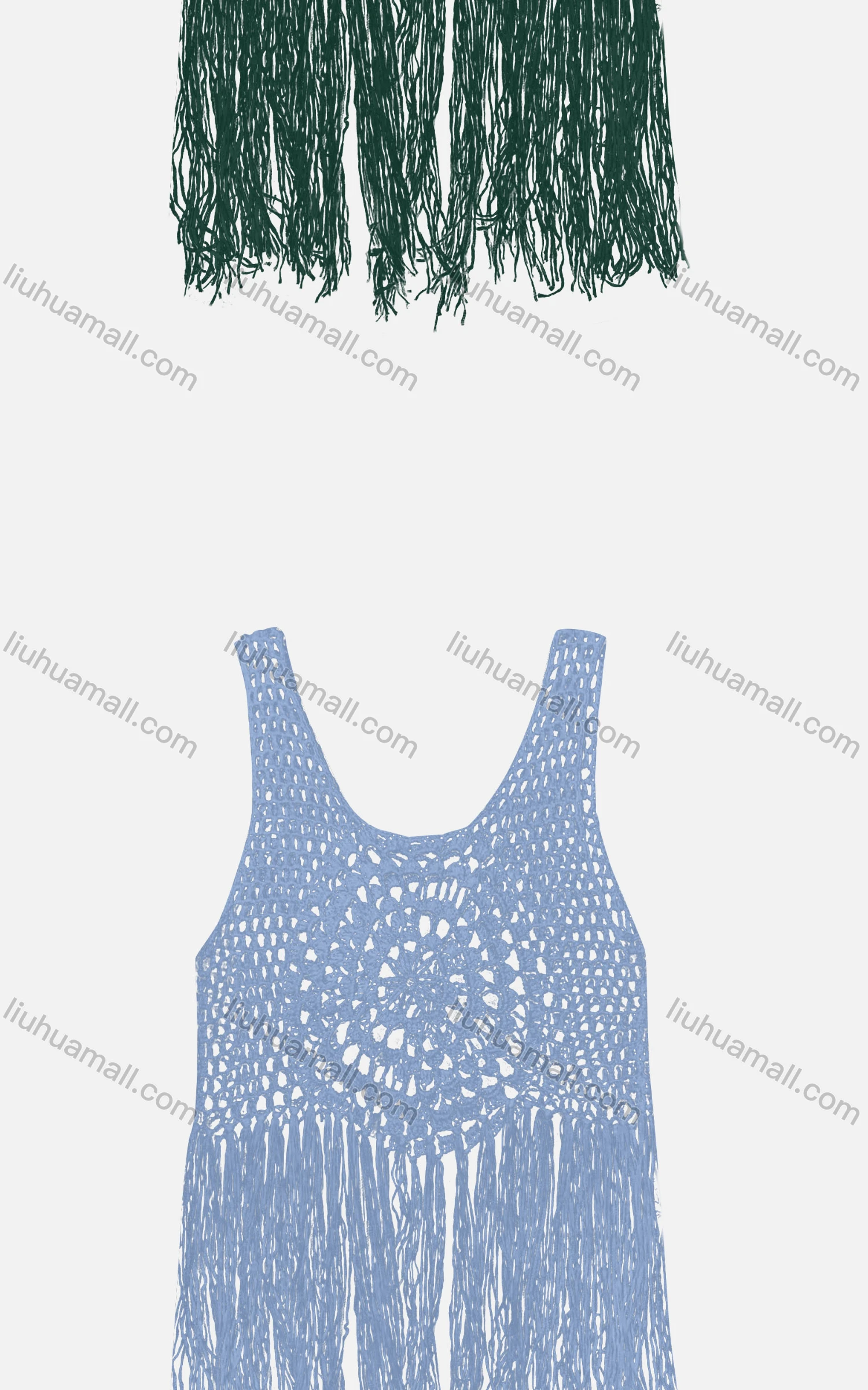 Wholesale Women's Boho Crochet Plain Hollow Out Tassel Hem Tank Top Cover Up - Liuhuamall