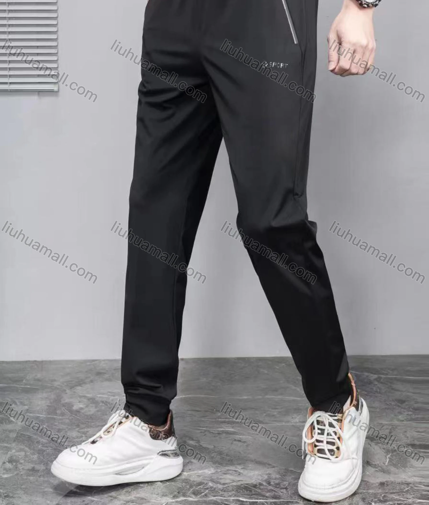 Wholesale Men's Casual Ice Silk Deawsrting Zipper Pockets Sweatpants 28813# - Liuhuamall