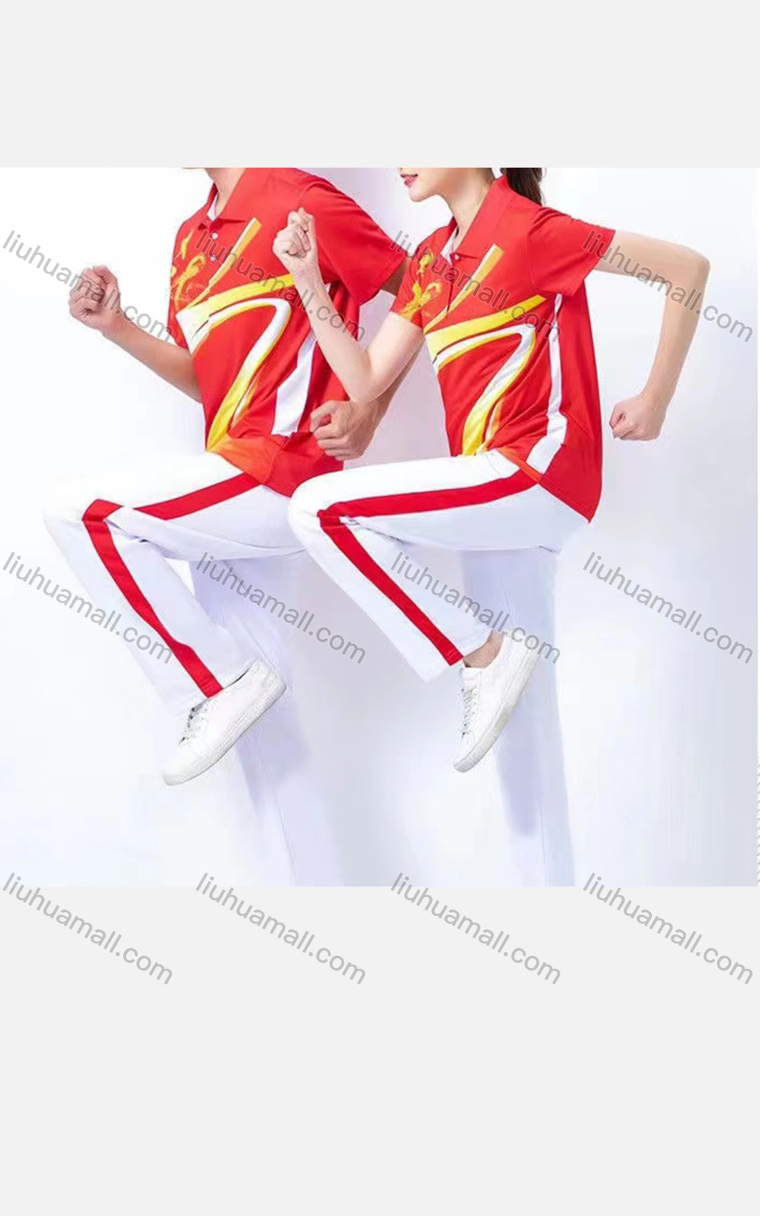 Wholesale Men/Women's Sporty Ice Silk Allover Print Collared Button Front Polo Shirt - Liuhuamall