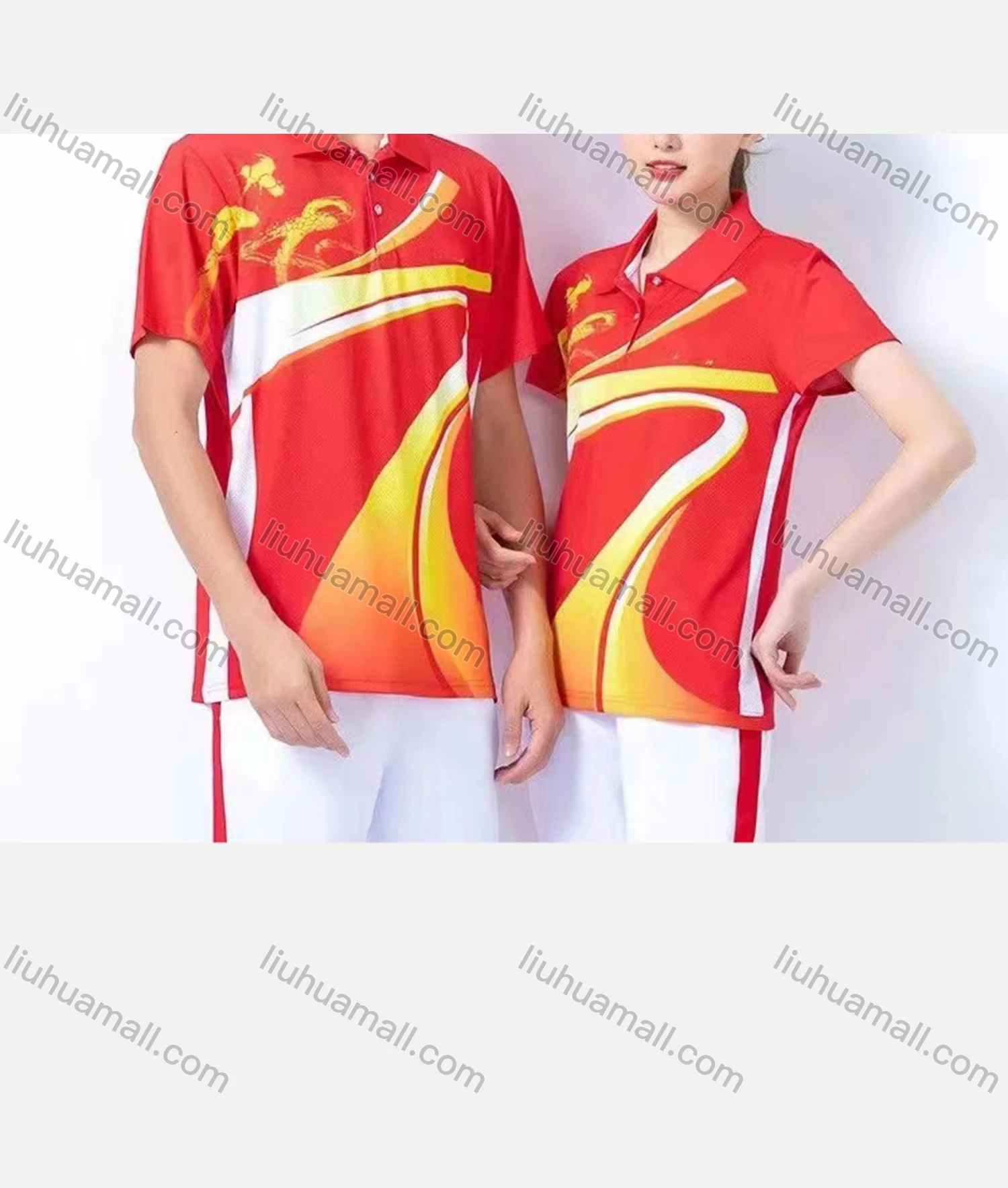 Wholesale Men/Women's Sporty Ice Silk Allover Print Collared Button Front Polo Shirt - Liuhuamall
