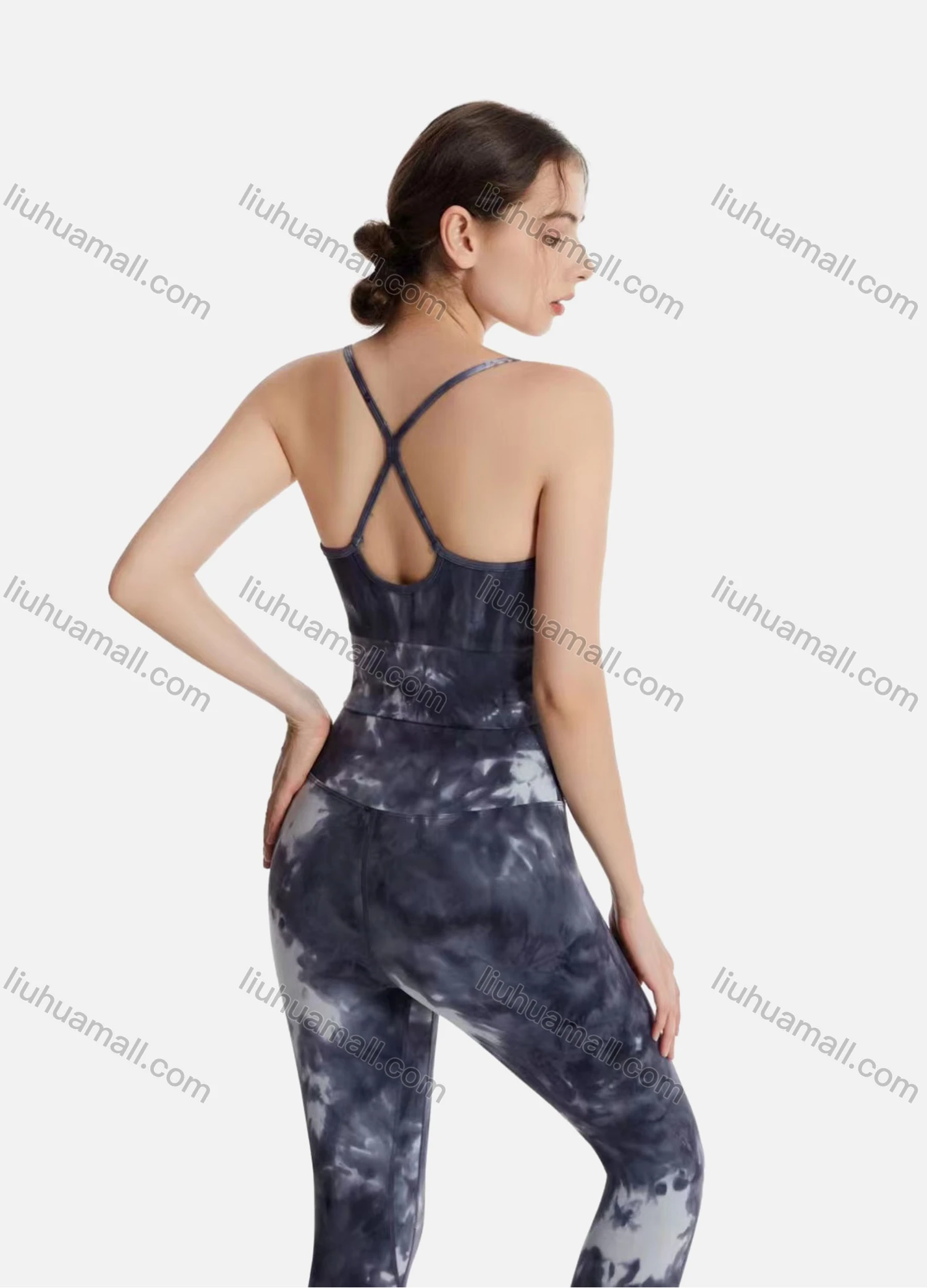 Wholesale Women's Tie Dye Stretchy Sports Bra & High Waist Butt Lifting Ankle Length Yoga Leggings 2 Piece Set YWZ106# - Liuhuamall