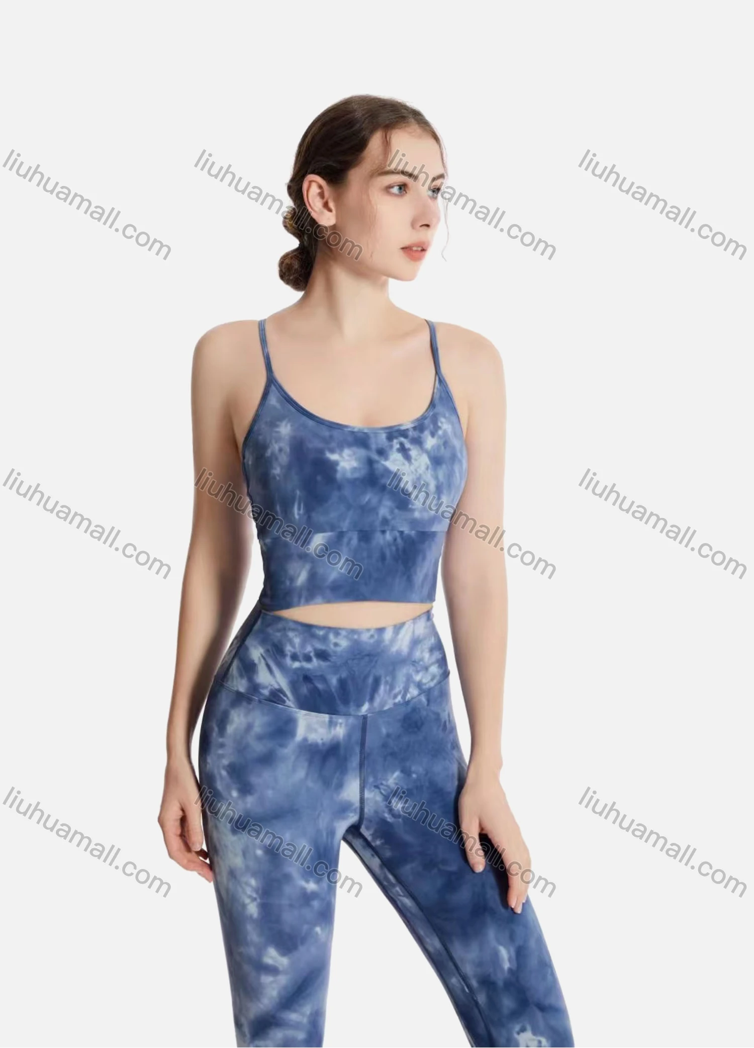 Wholesale Women's Tie Dye Stretchy Sports Bra & High Waist Butt Lifting Ankle Length Yoga Leggings 2 Piece Set YWZ106# - Liuhuamall