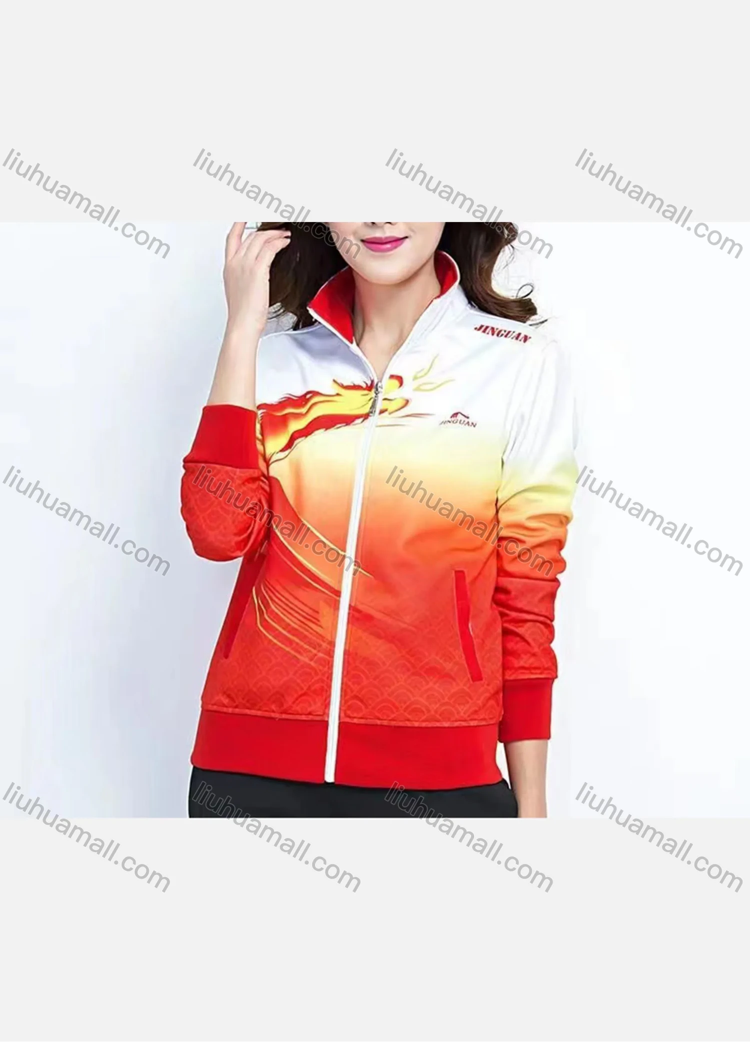 Wholesale Women's Sporty Ice Silk Ombre Stand Collar Slant Pockets Jacket - Liuhuamall