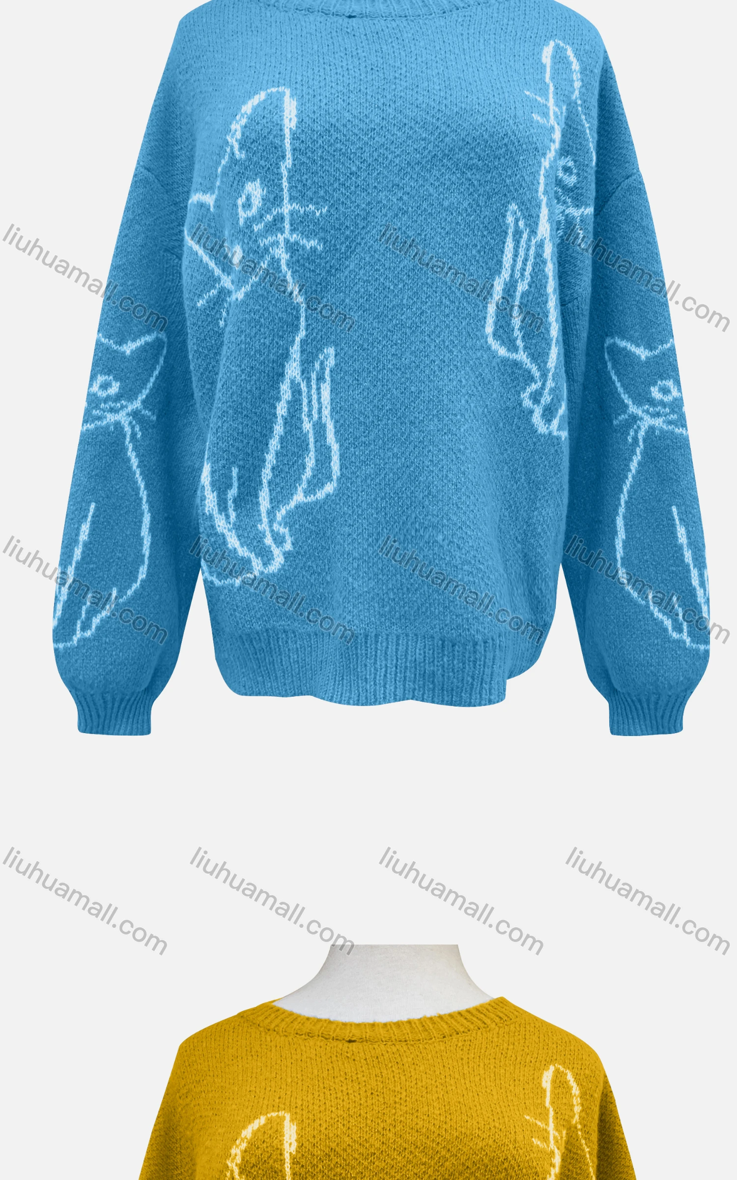 Wholesale Women's Casual Crew Neck Long Sleeve Animal Print Sweater 911# - Liuhuamall