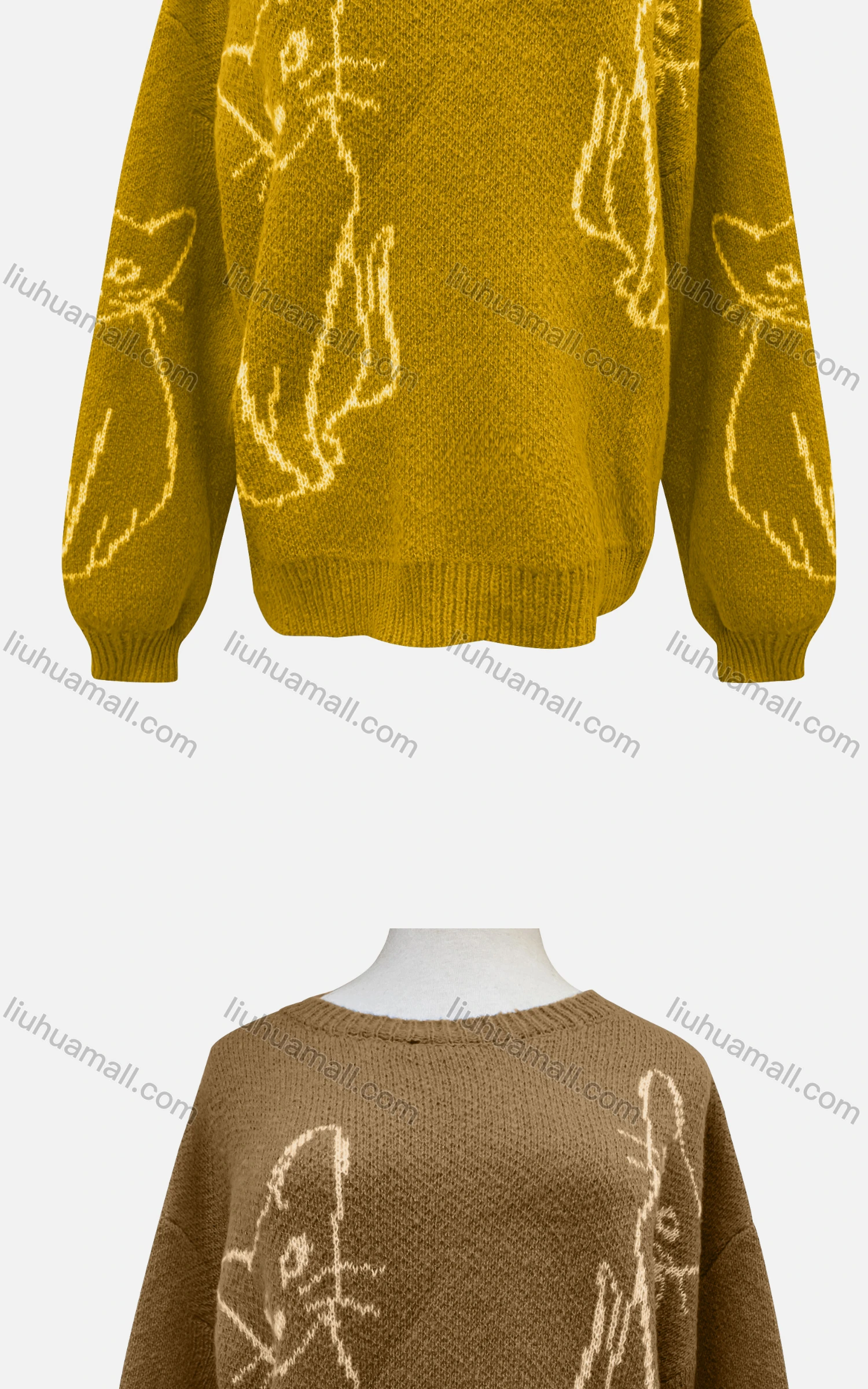 Wholesale Women's Casual Crew Neck Long Sleeve Animal Print Sweater 911# - Liuhuamall