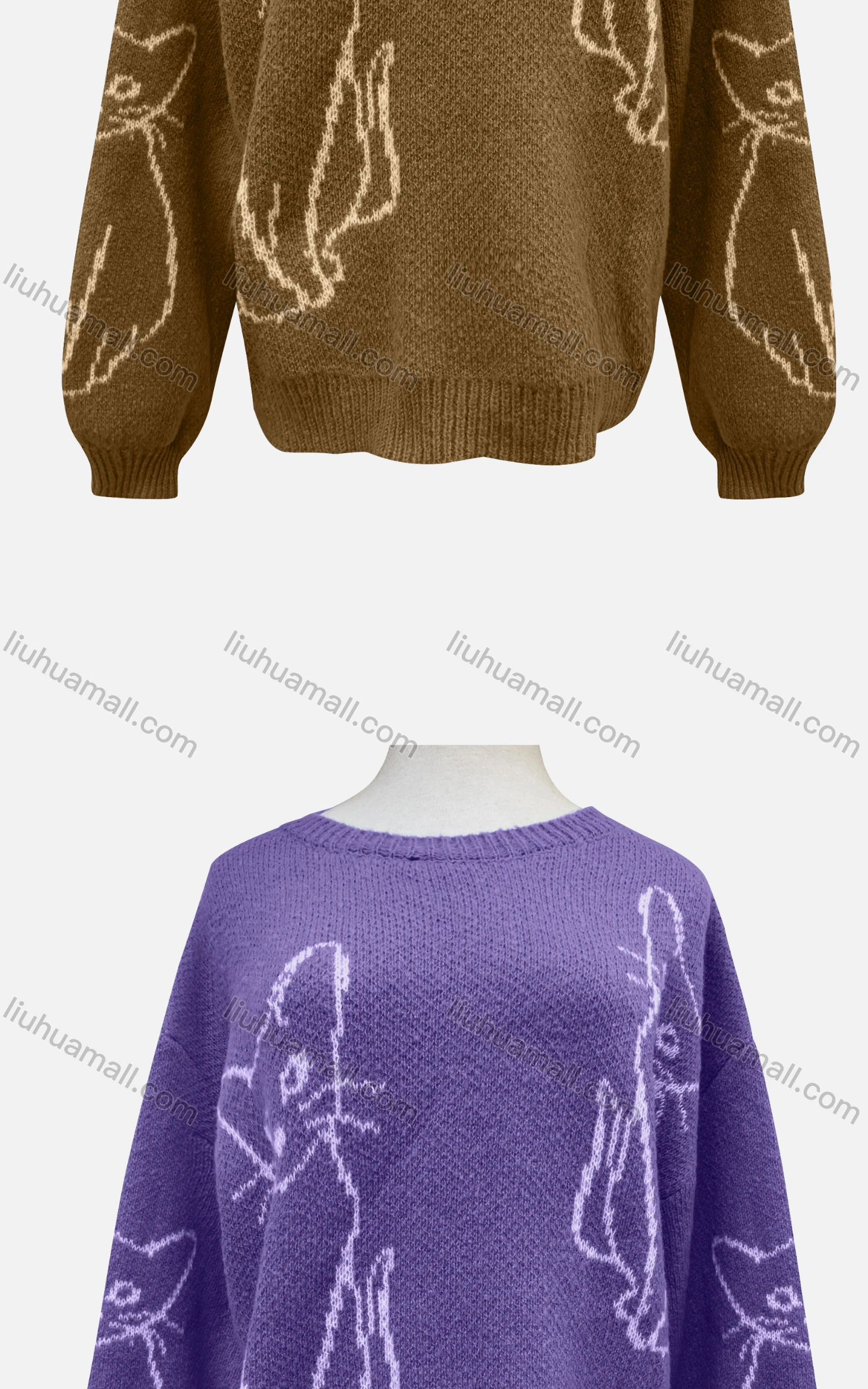 Wholesale Women's Casual Crew Neck Long Sleeve Animal Print Sweater 911# - Liuhuamall