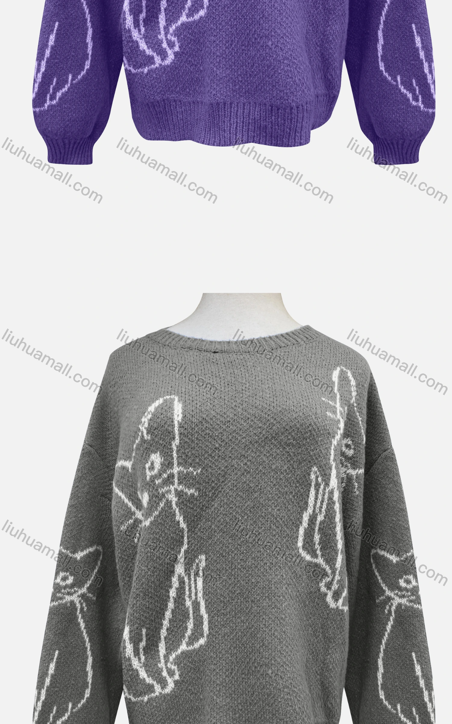 Wholesale Women's Casual Crew Neck Long Sleeve Animal Print Sweater 911# - Liuhuamall