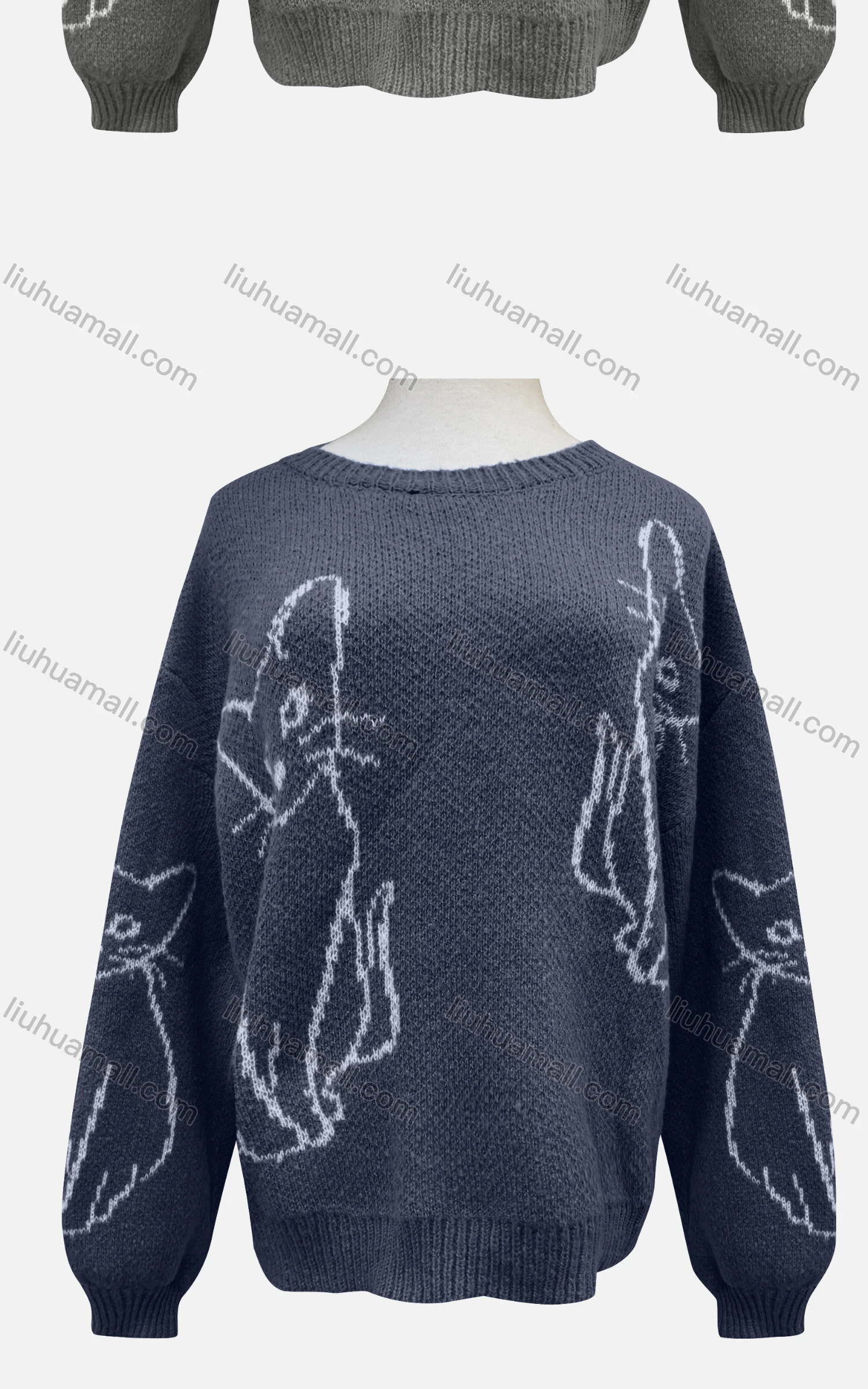 Wholesale Women's Casual Crew Neck Long Sleeve Animal Print Sweater 911# - Liuhuamall