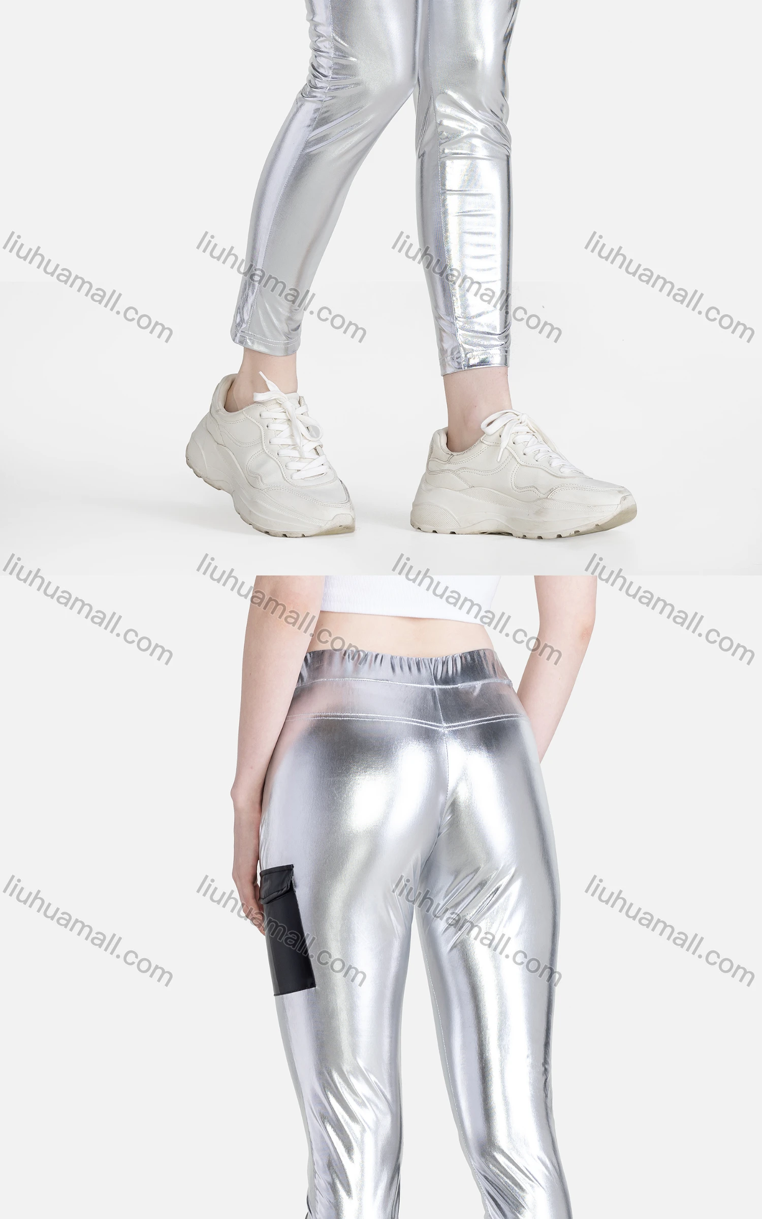Wholesale Women's Fashion High Waist Flap Pockets Skinny Fit Pants - Liuhuamall