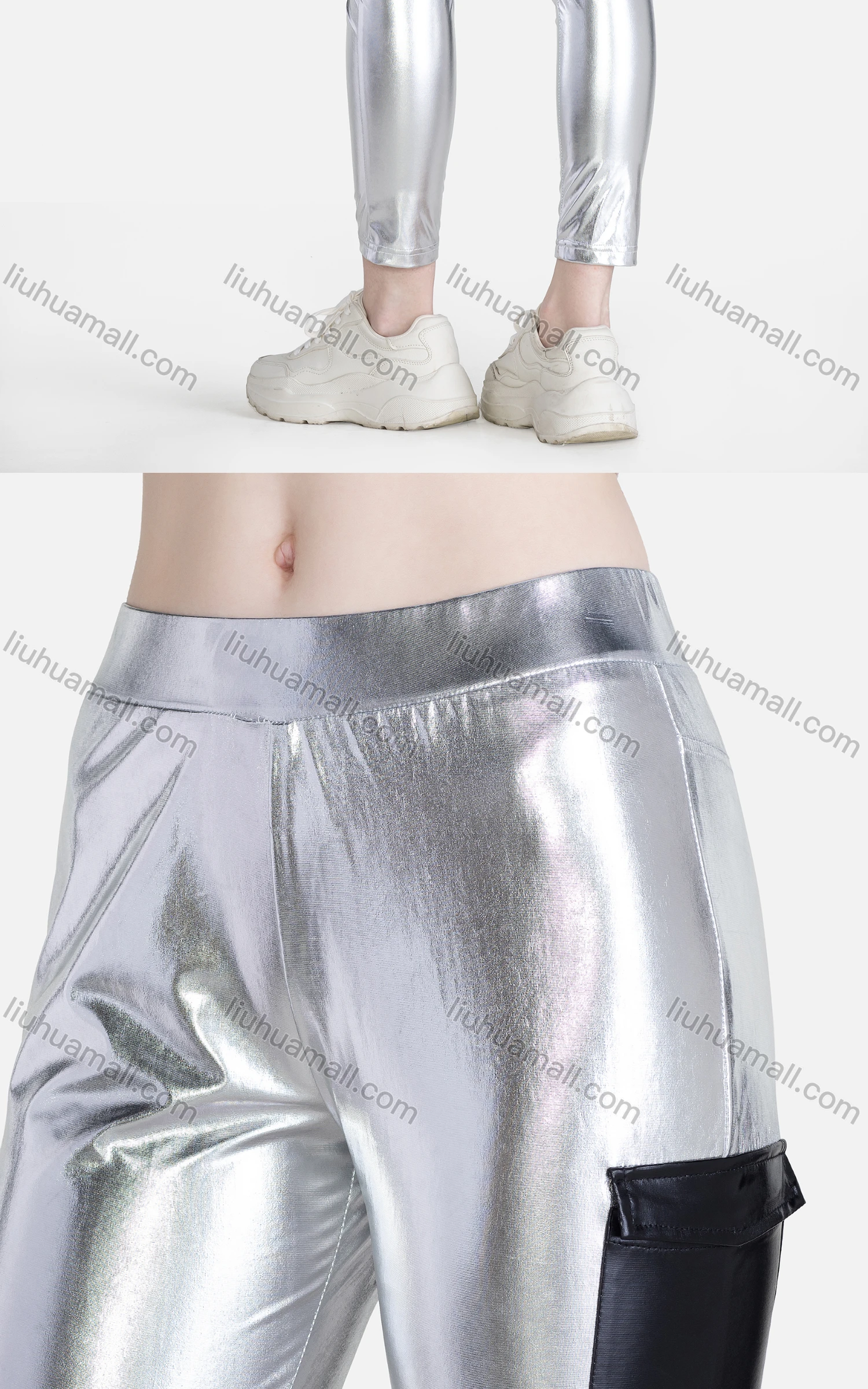 Wholesale Women's Fashion High Waist Flap Pockets Skinny Fit Pants - Liuhuamall