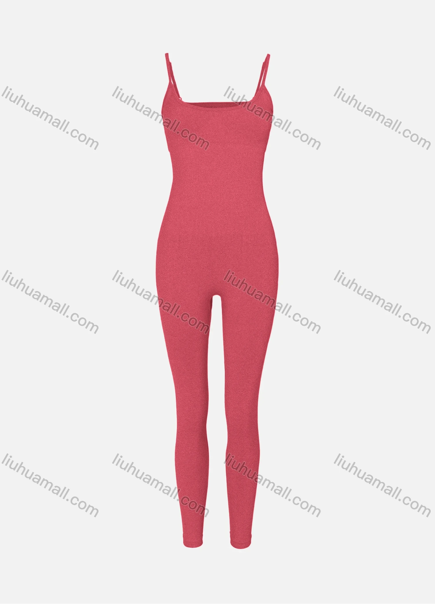 Wholesale Women's Sexy U Neck Spaghetti Strap Plain Ribbed Skinny Fit Jumpsuit - Liuhuamall