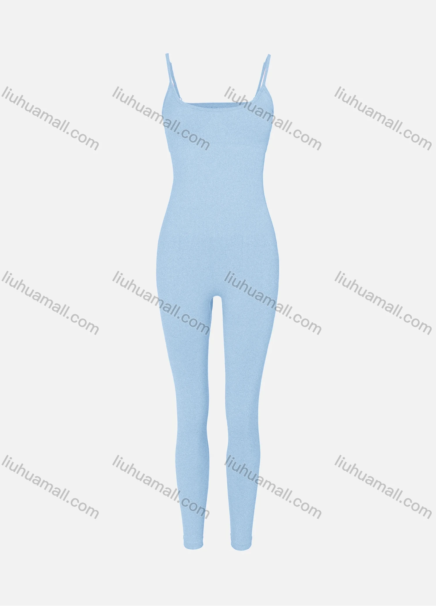 Wholesale Women's Sexy U Neck Spaghetti Strap Plain Ribbed Skinny Fit Jumpsuit - Liuhuamall
