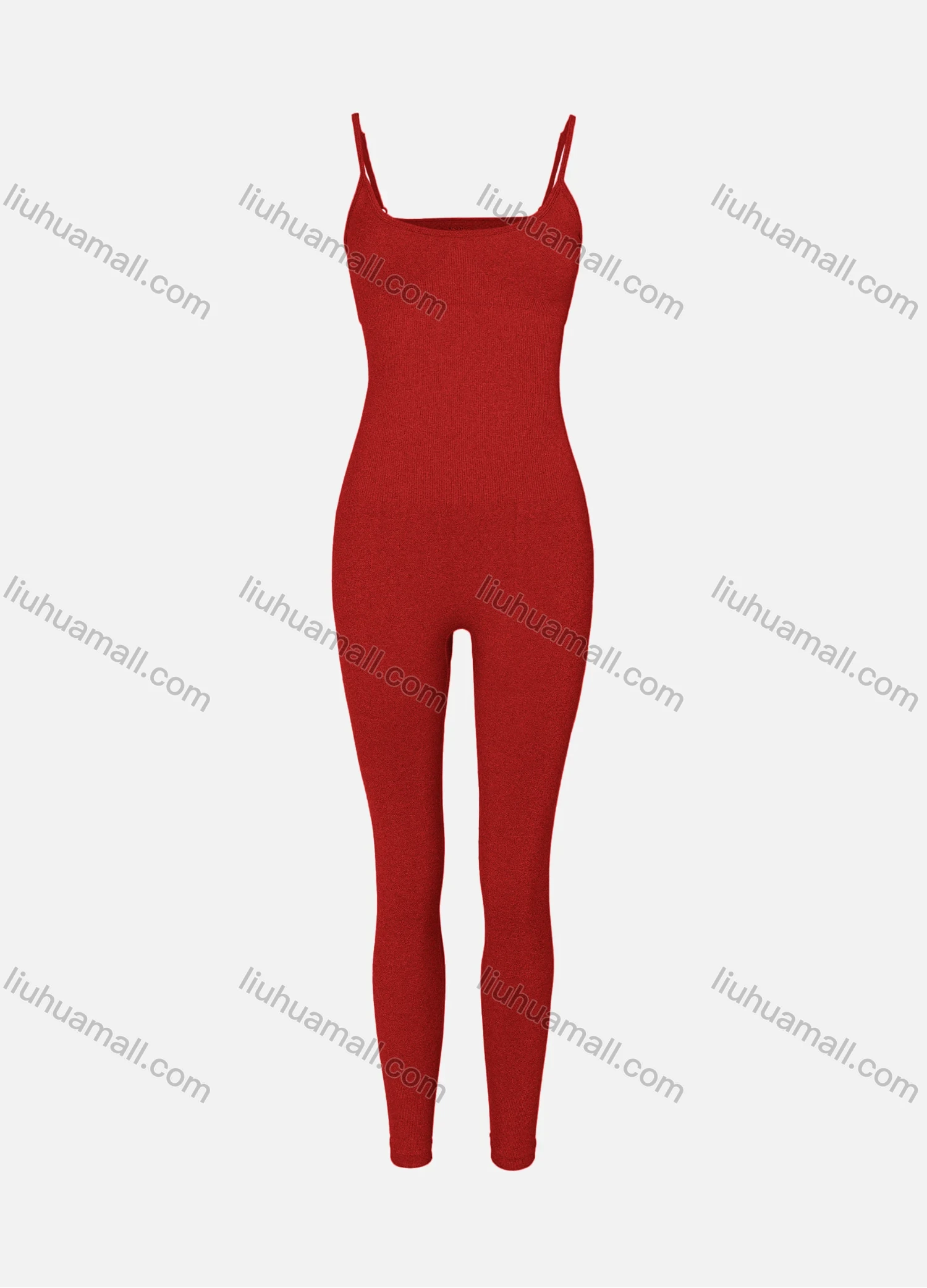Wholesale Women's Sexy U Neck Spaghetti Strap Plain Ribbed Skinny Fit Jumpsuit - Liuhuamall