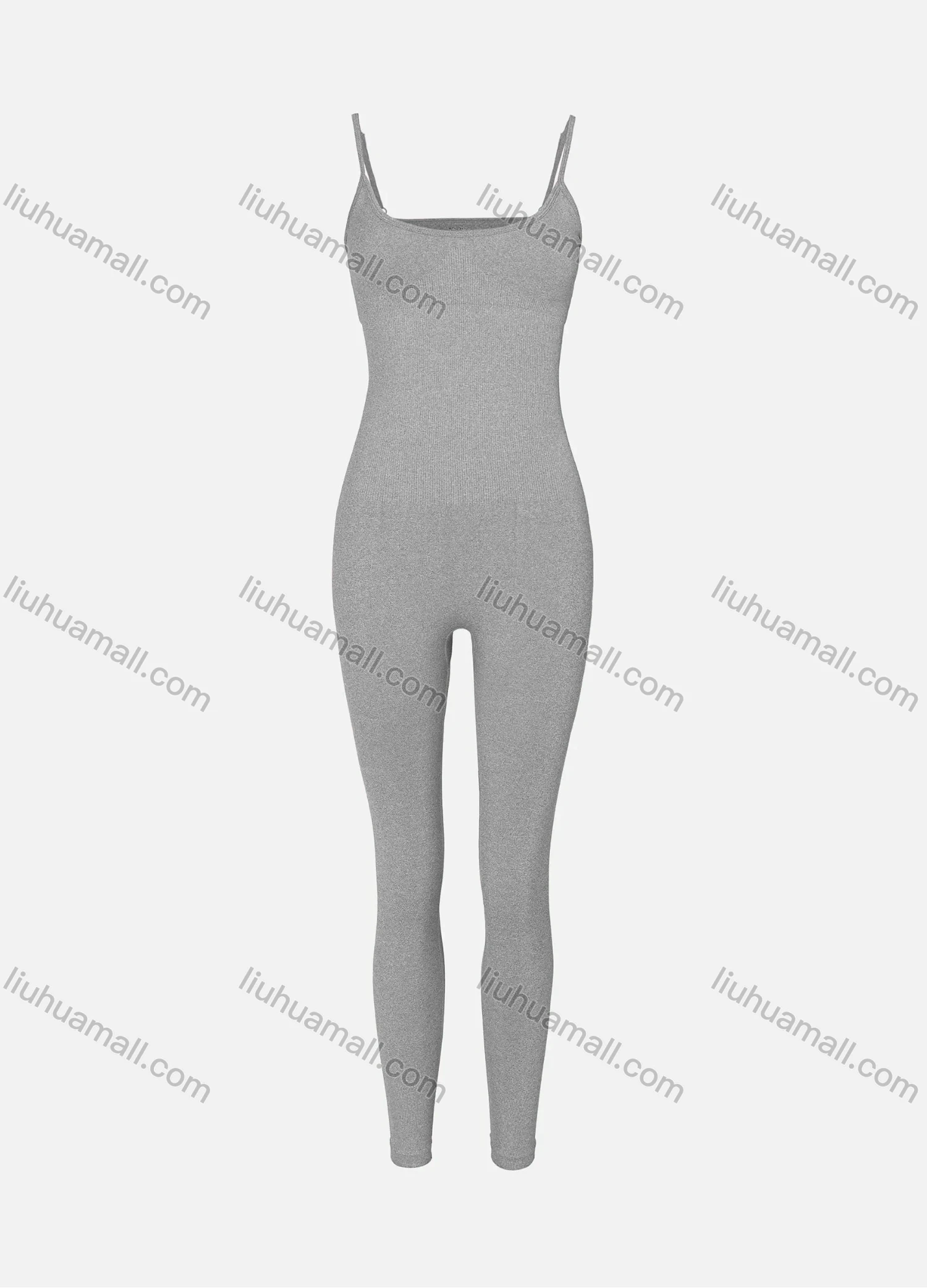 Wholesale Women's Sexy U Neck Spaghetti Strap Plain Ribbed Skinny Fit Jumpsuit - Liuhuamall