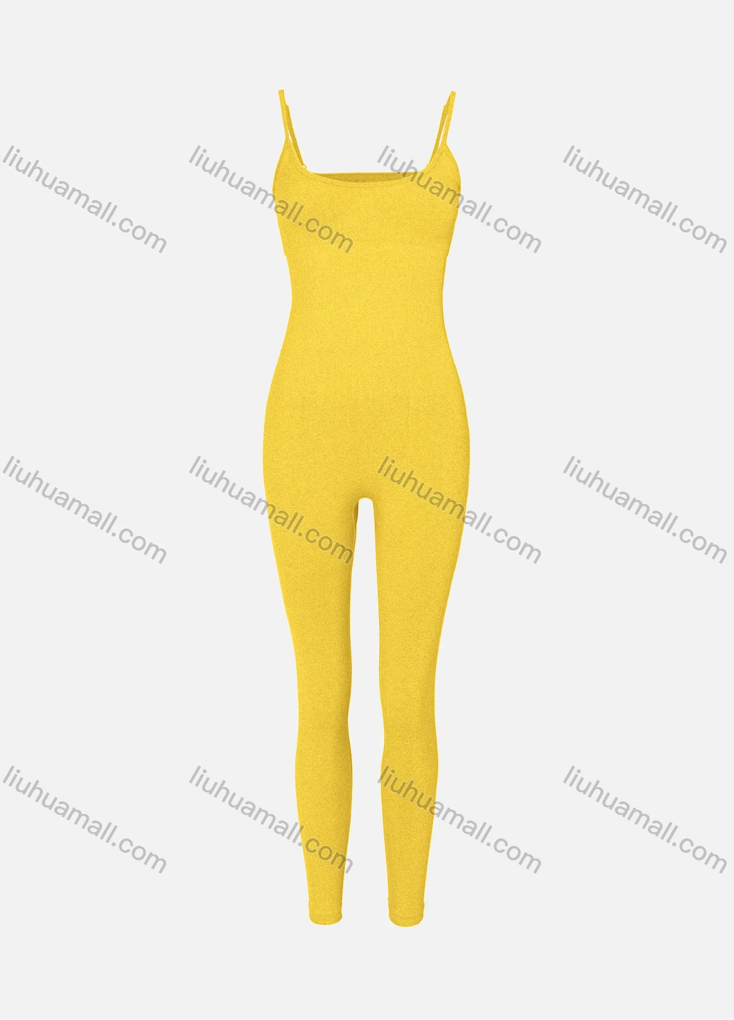 Wholesale Women's Sexy U Neck Spaghetti Strap Plain Ribbed Skinny Fit Jumpsuit - Liuhuamall