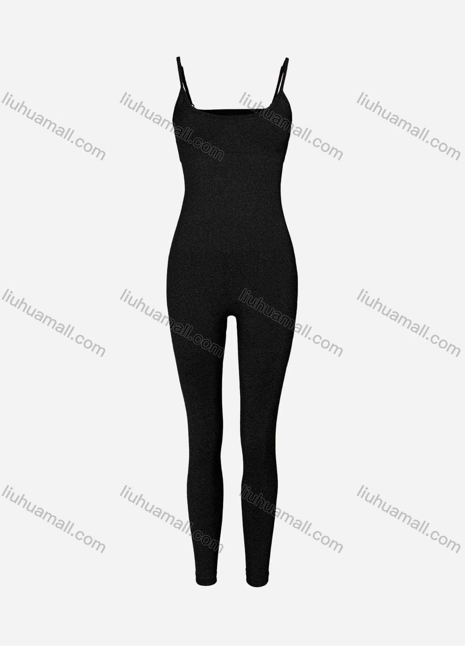 Wholesale Women's Sexy U Neck Spaghetti Strap Plain Ribbed Skinny Fit Jumpsuit - Liuhuamall