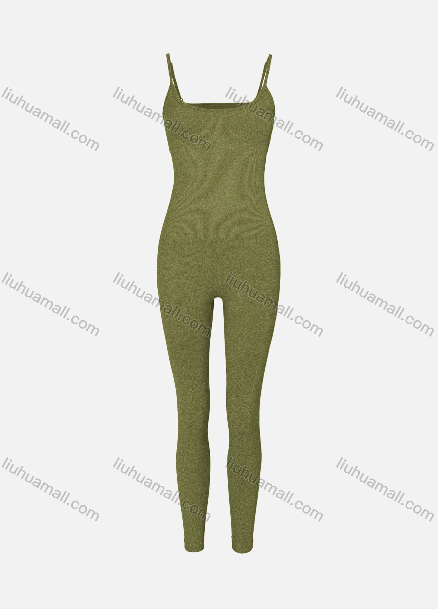Wholesale Women's Sexy U Neck Spaghetti Strap Plain Ribbed Skinny Fit Jumpsuit - Liuhuamall
