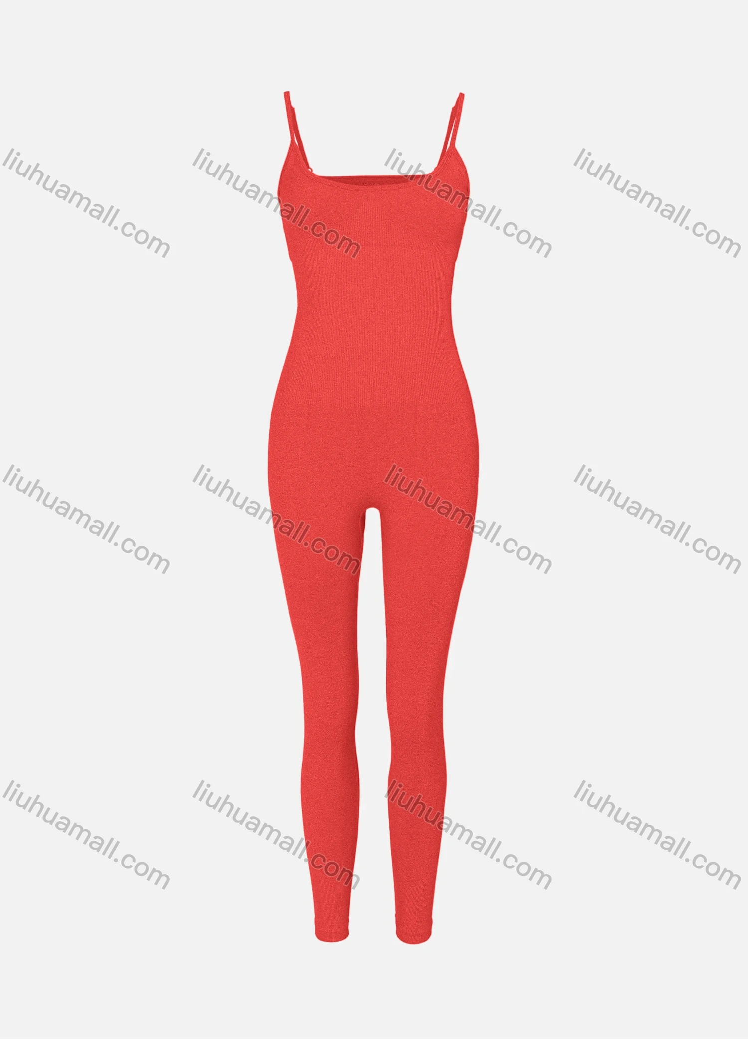 Wholesale Women's Sexy U Neck Spaghetti Strap Plain Ribbed Skinny Fit Jumpsuit - Liuhuamall