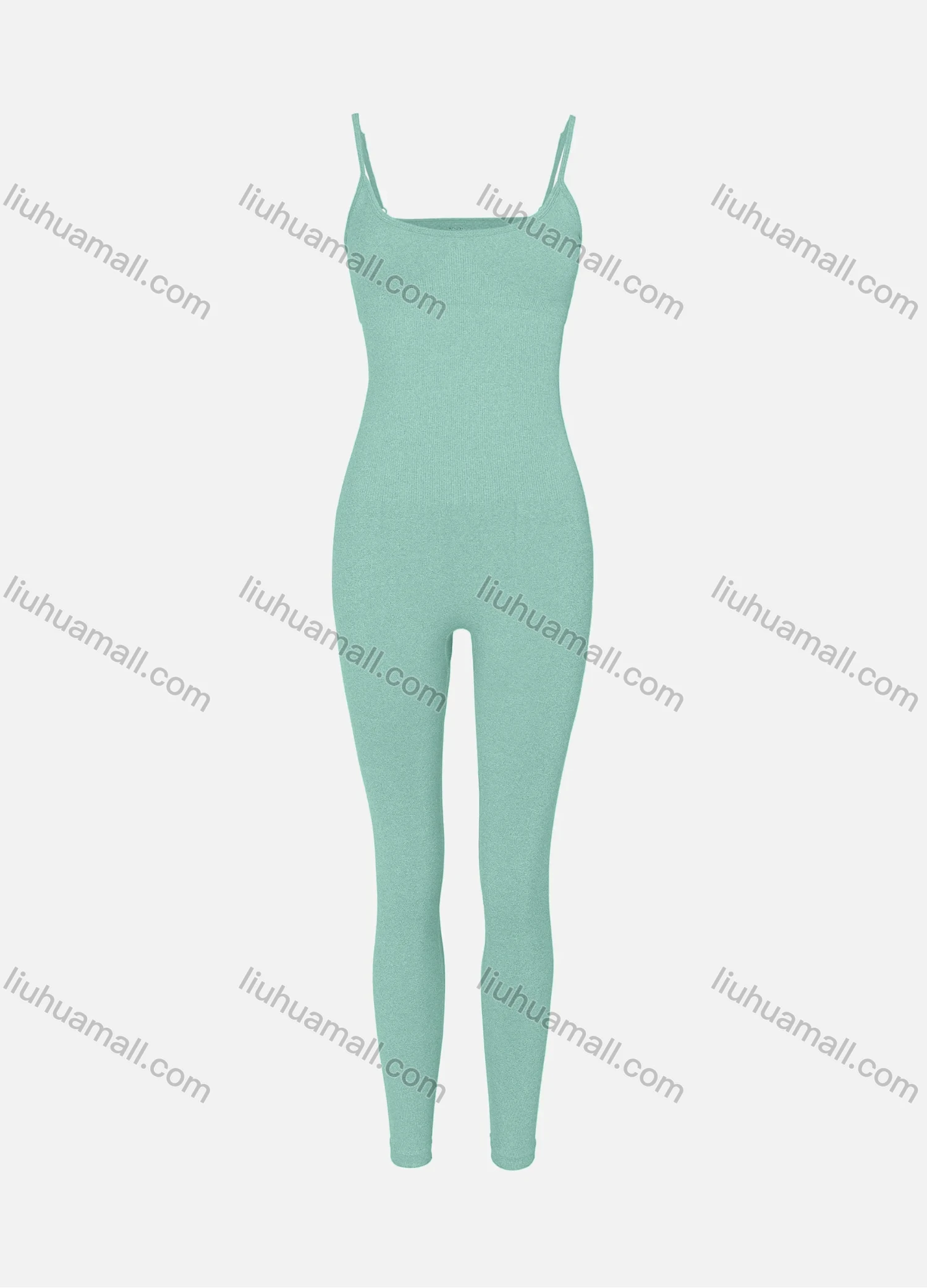Wholesale Women's Sexy U Neck Spaghetti Strap Plain Ribbed Skinny Fit Jumpsuit - Liuhuamall