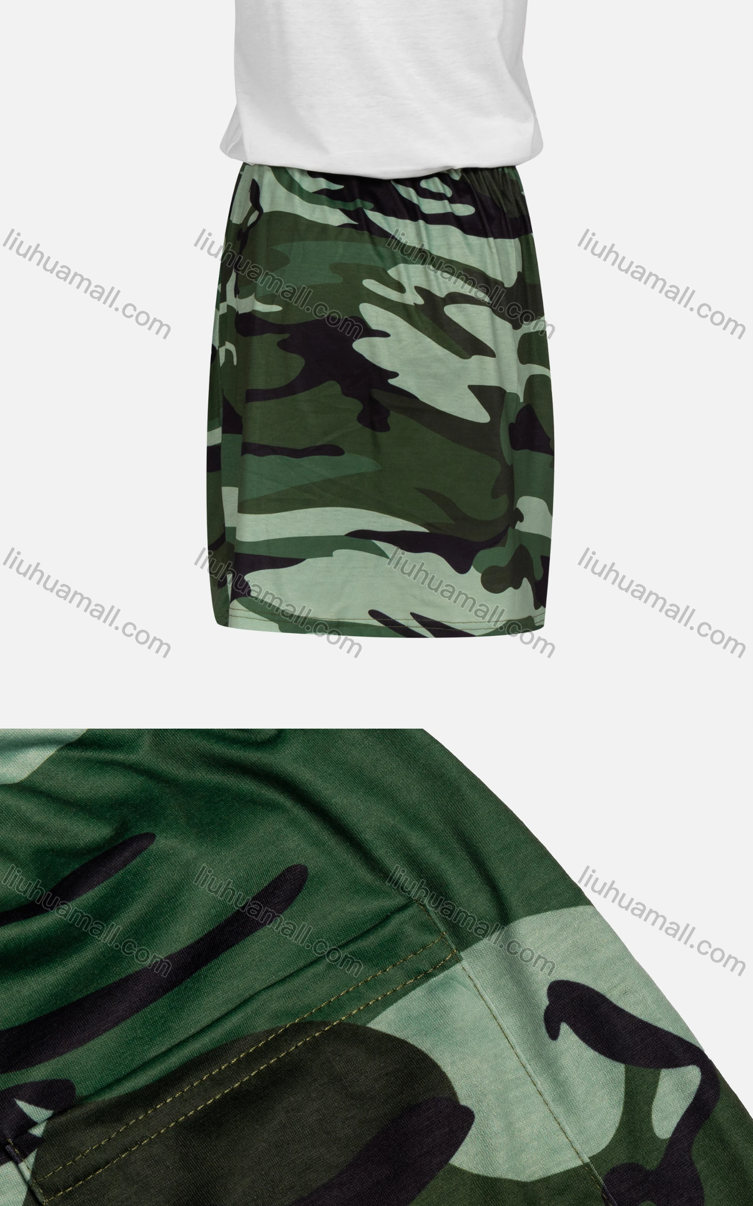 Wholesale Women's Casual Tie Letter Cami Top & Camo Skirt 2-piece Set - Liuhuamall