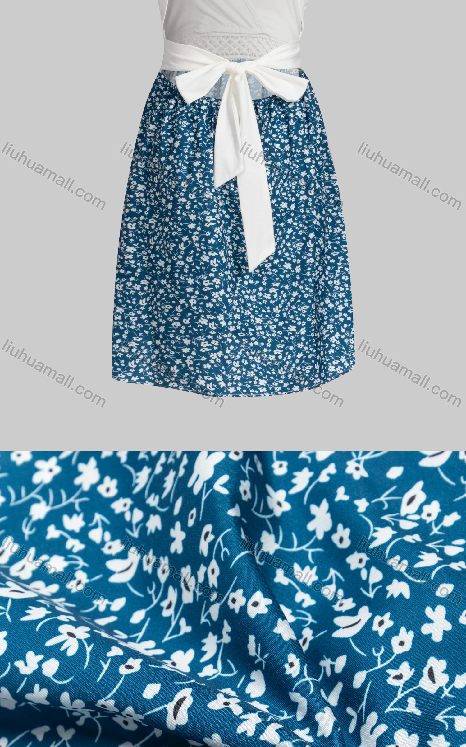 Wholesale Women's Sexy Sleeveless V Neck Bow Knot Cutout Back Splicing Floral Dress - Liuhuamall