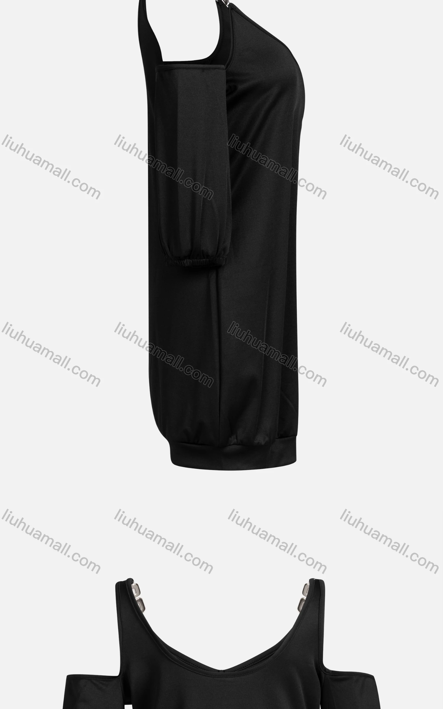 Wholesale Women's Casual V Neck Cold Shoulder Short Sleeve Plain Dress - Liuhuamall