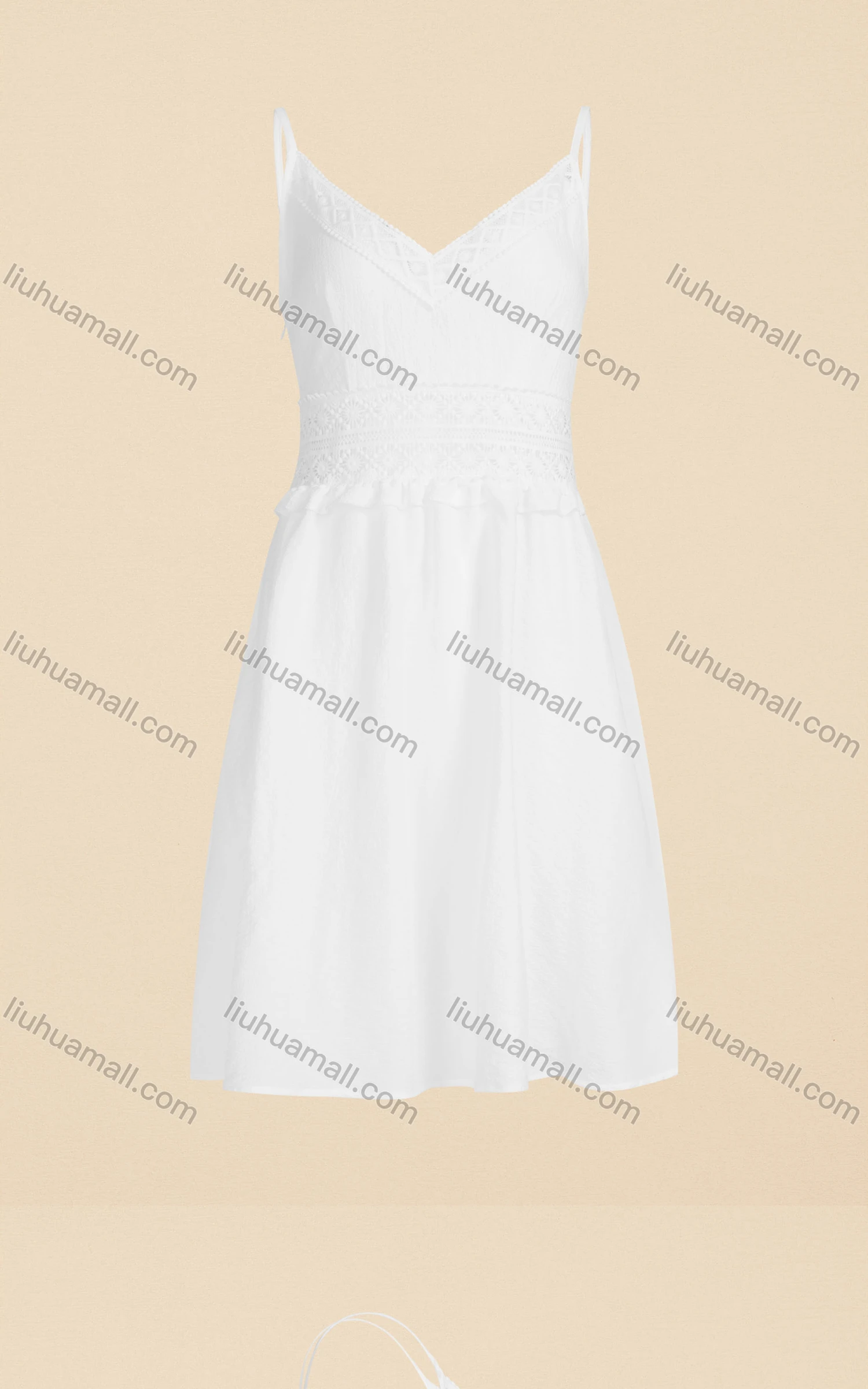 Wholesale Women's Casual Elegant V Neck High Waist Embroidered Short Cami Dress - Liuhuamall