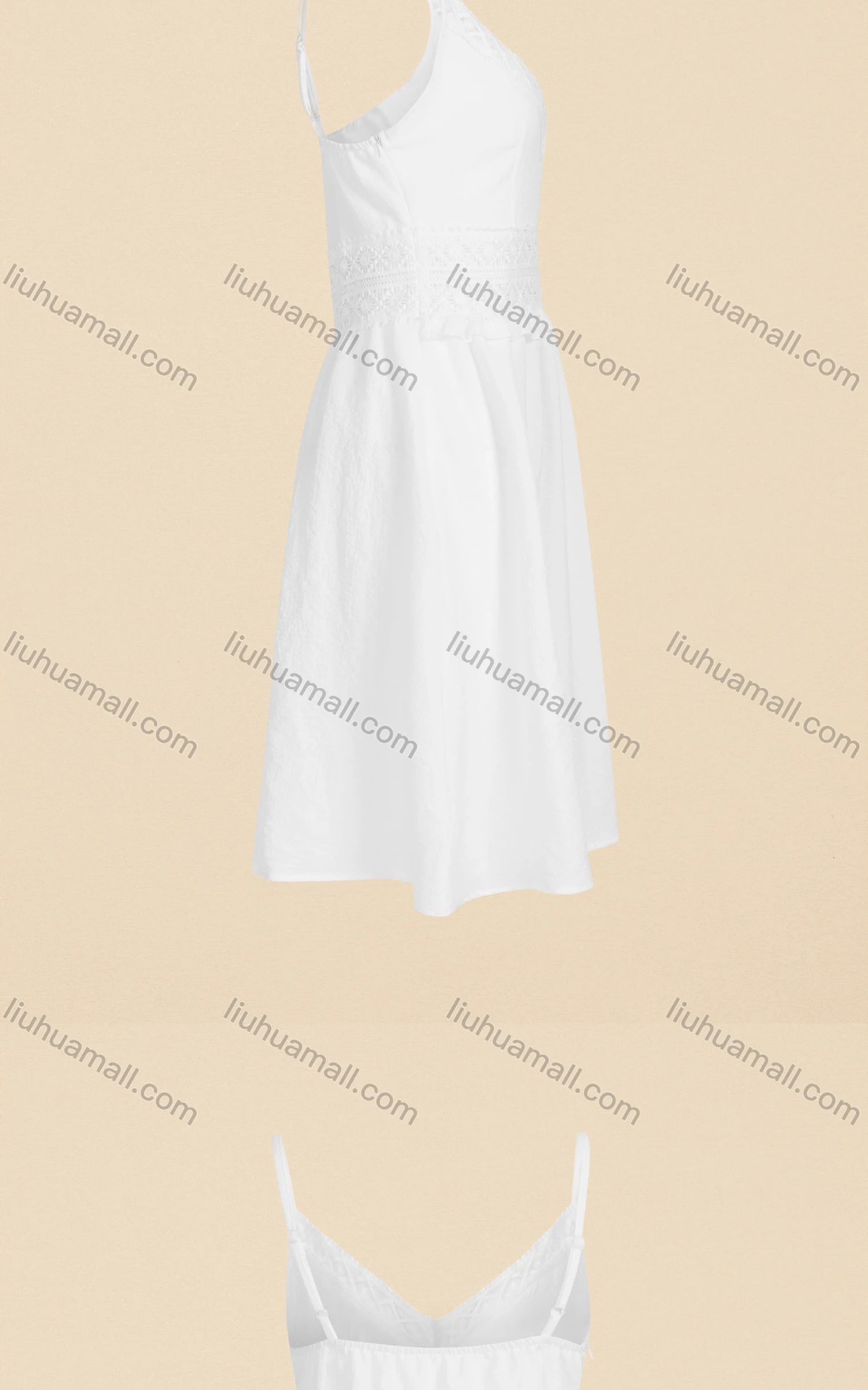 Wholesale Women's Casual Elegant V Neck High Waist Embroidered Short Cami Dress - Liuhuamall