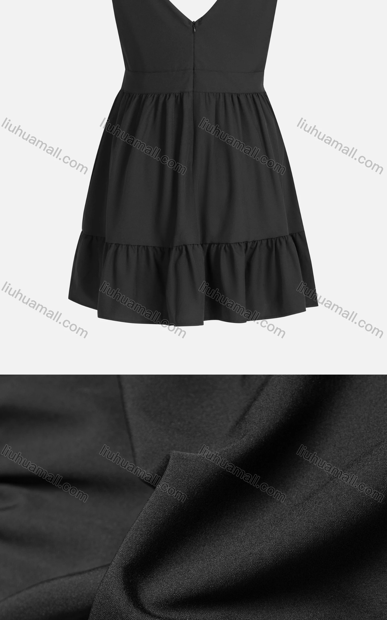 Wholesale Women's Sexy V Neck High Waist Bow Knot Tiered Hem Short Cocktail Dress - Liuhuamall