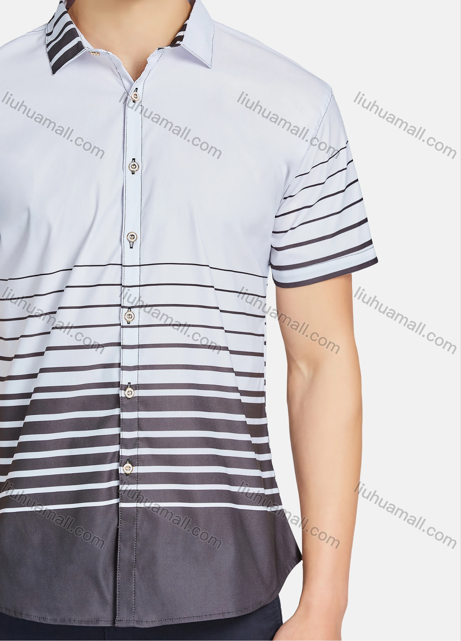 Wholesale Men's Casual Striped Buttons Down Short Sleeve Shirts 23306# - Liuhuamall
