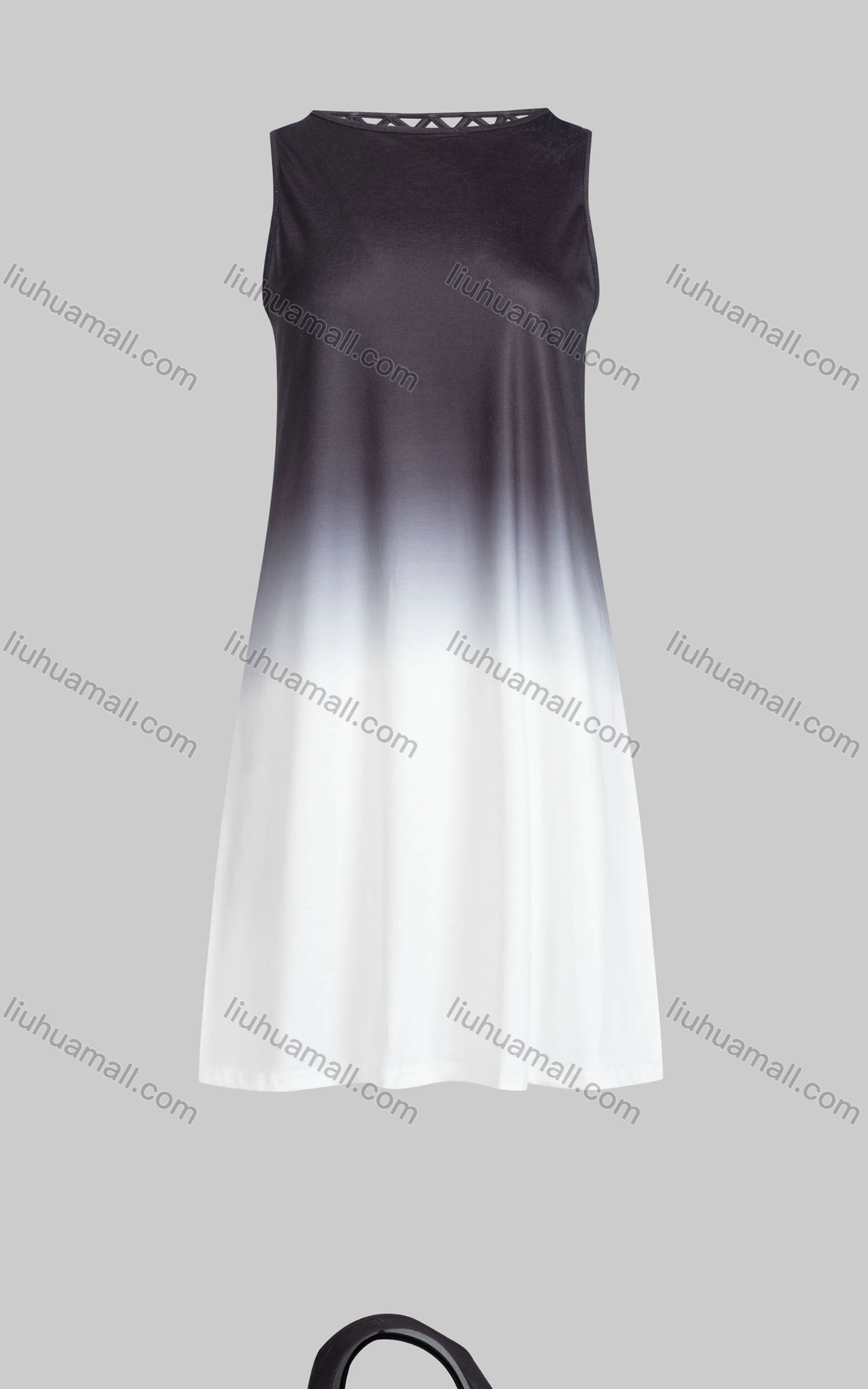 Wholesale Women's Casual Crew Neck Sleeveless High Waist Ombre Tank Dress - Liuhuamall