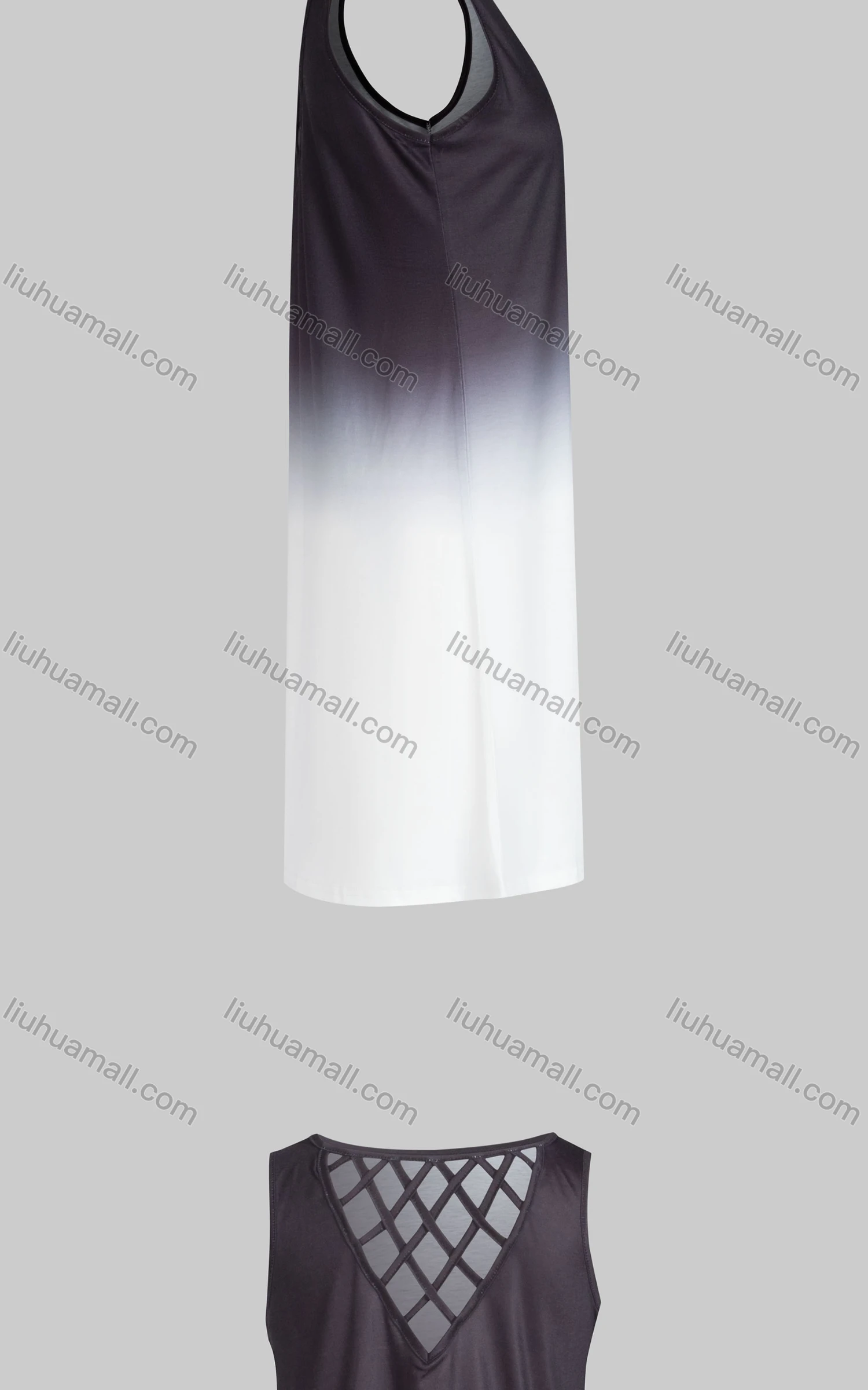 Wholesale Women's Casual Crew Neck Sleeveless High Waist Ombre Tank Dress - Liuhuamall
