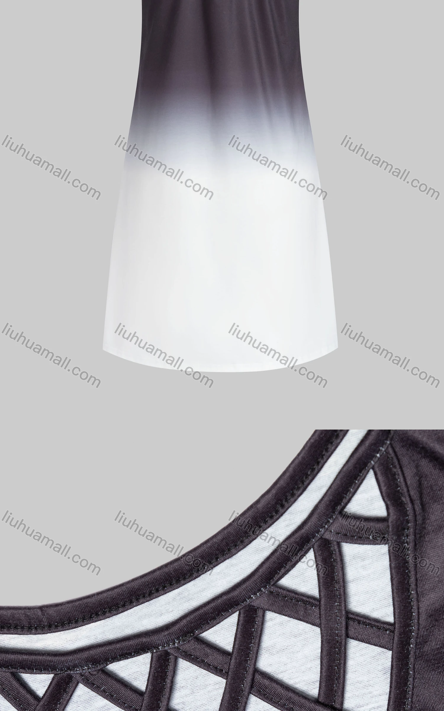 Wholesale Women's Casual Crew Neck Sleeveless High Waist Ombre Tank Dress - Liuhuamall