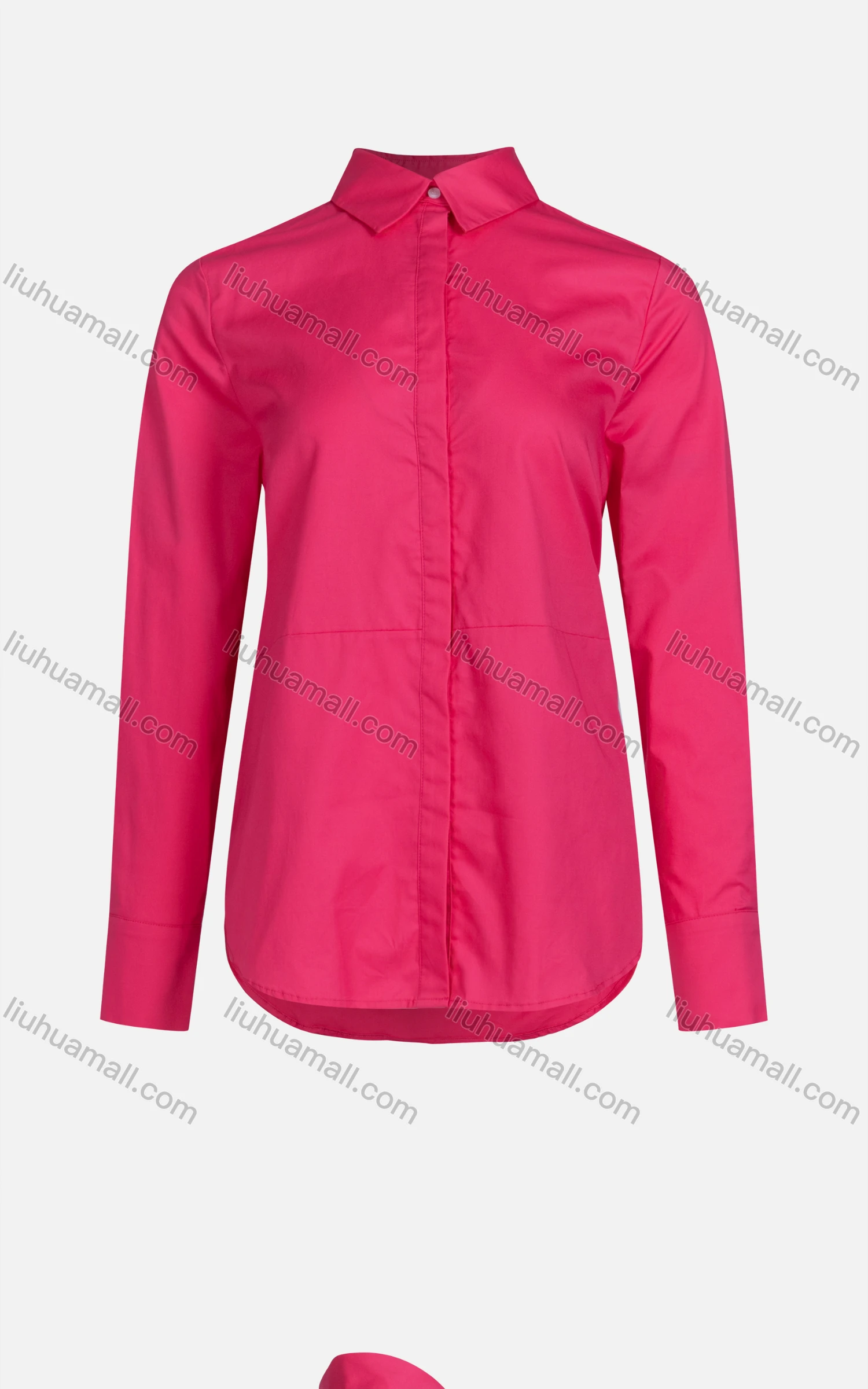 Wholesale Women's Casual Collared Long Sleeve Button Down Plain Shirt - Liuhuamall