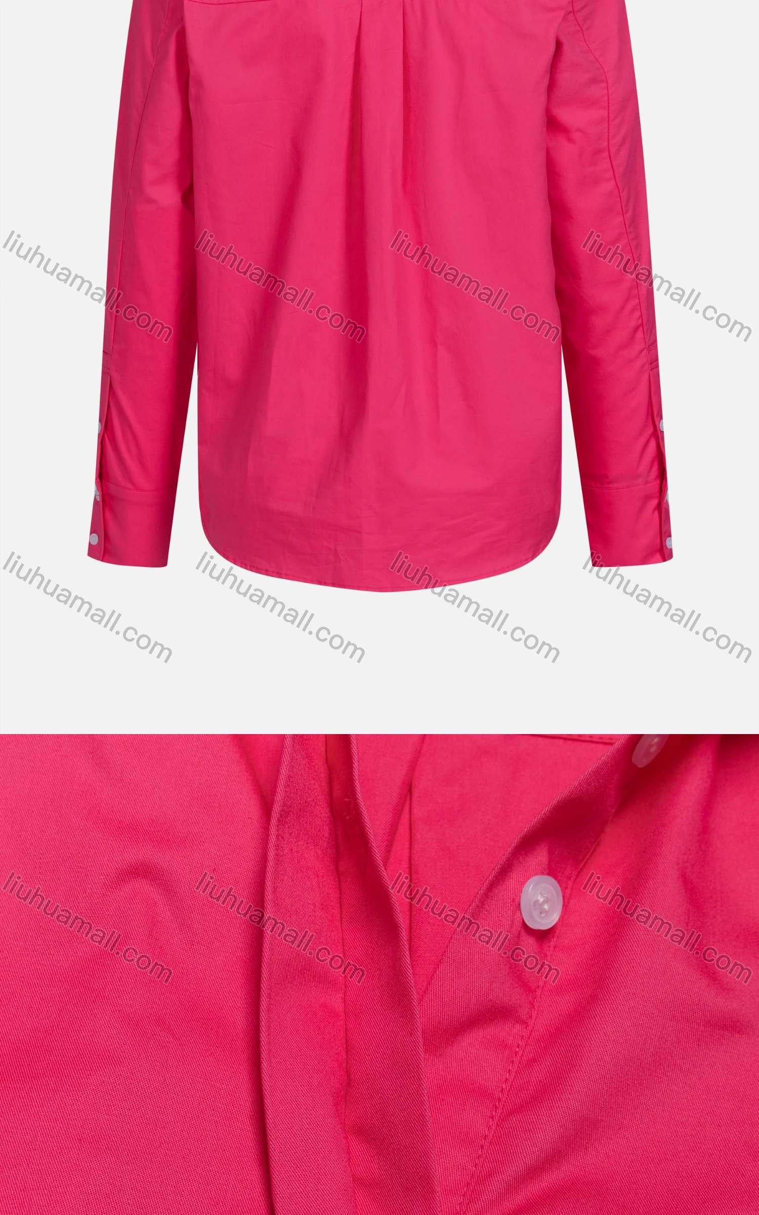 Wholesale Women's Casual Collared Long Sleeve Button Down Plain Shirt - Liuhuamall