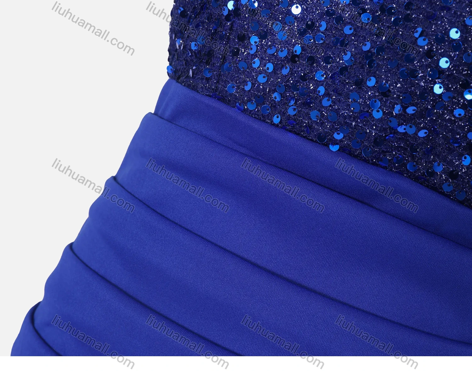 Wholesale Women's Elegant Off Shoulder Sequin Cap Ruched Mermaid Evening Dress 5008# - Liuhuamall