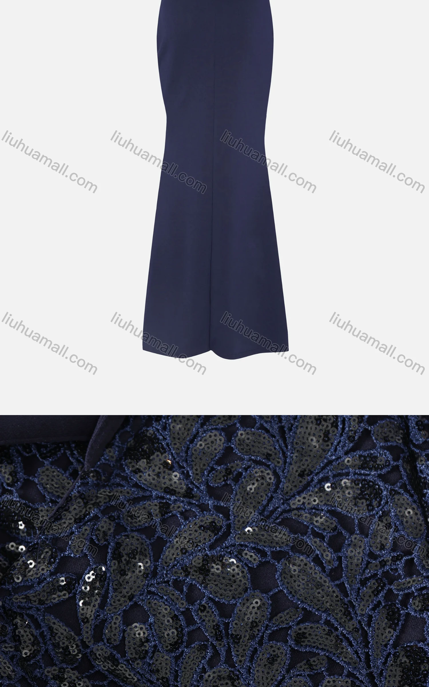 Wholesale Women's Elegant Off Shoulder Sequin Cap Mermaid Evening Dress 970# - Liuhuamall
