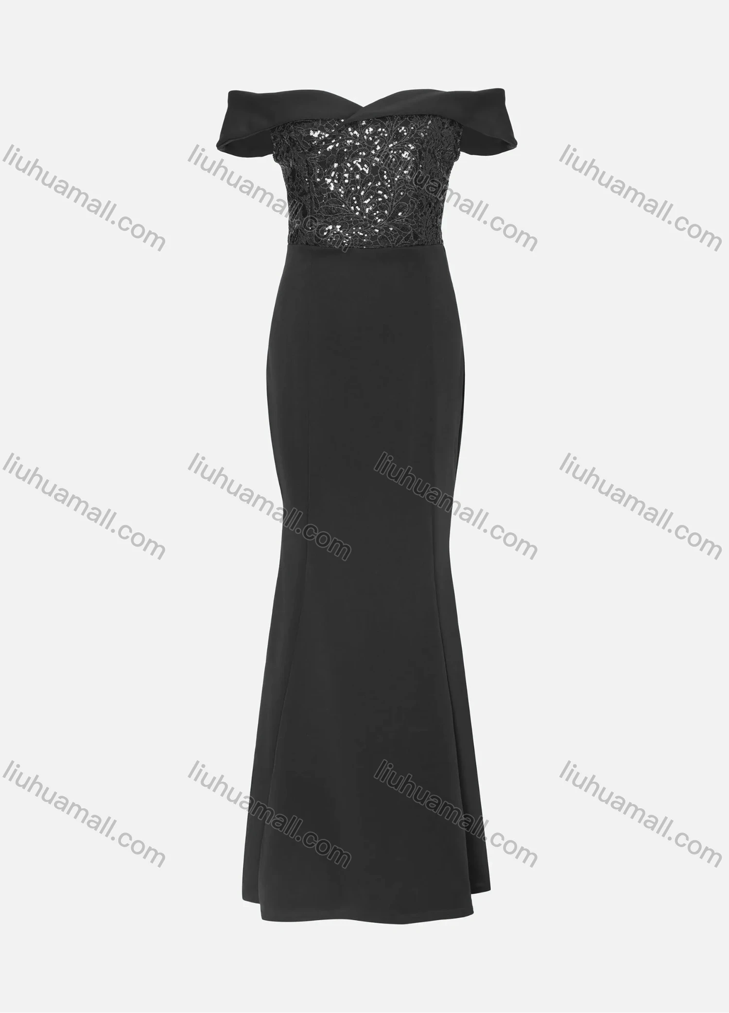 Wholesale Women's Elegant Off Shoulder Sequin Cap Mermaid Evening Dress 970# - Liuhuamall