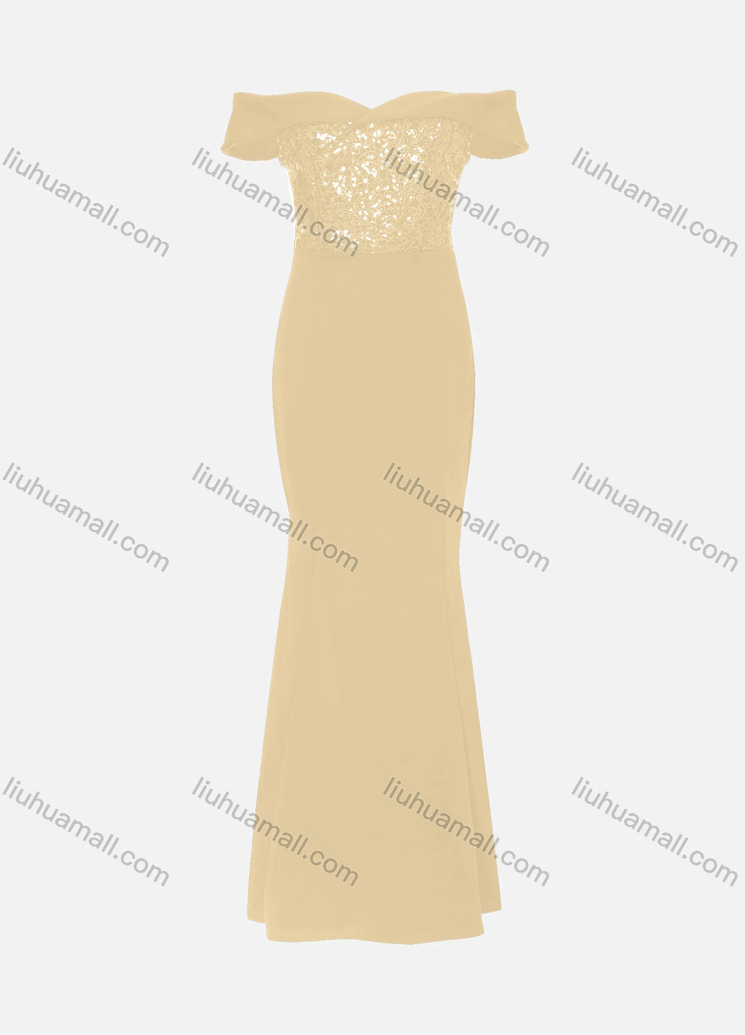 Wholesale Women's Elegant Off Shoulder Sequin Cap Mermaid Evening Dress 970# - Liuhuamall