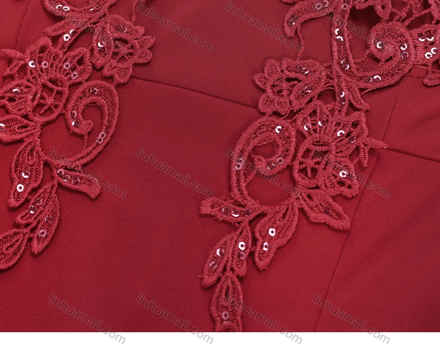 Wholesale Women's Elegant Lace Sleeve Sequin Appliques Embroidered Mermaid Evening Dress 5010# - Liuhuamall