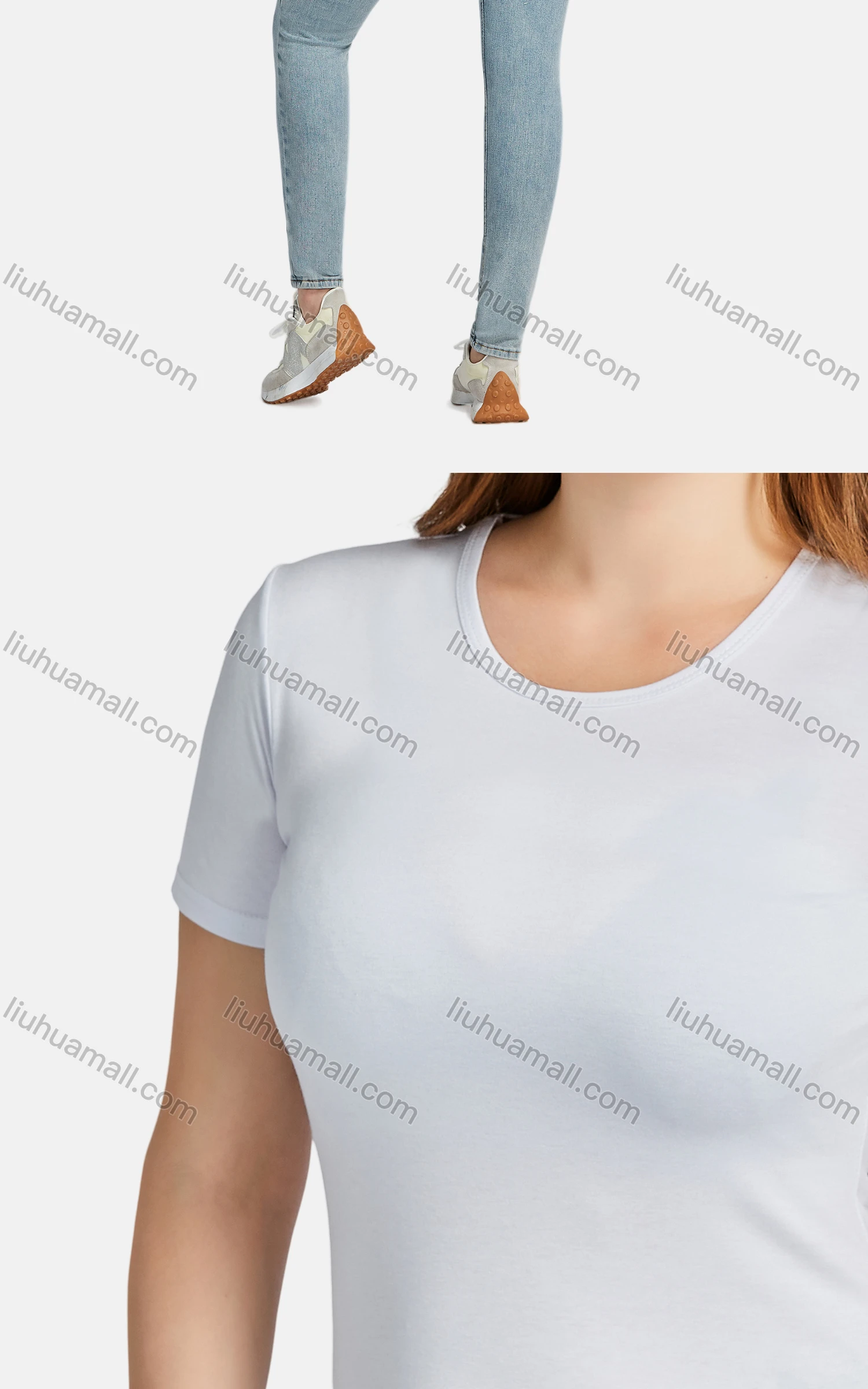 Wholesale Women's Casual Plain Crew Neck Short Sleeve Slim Fit Tee - Liuhuamall