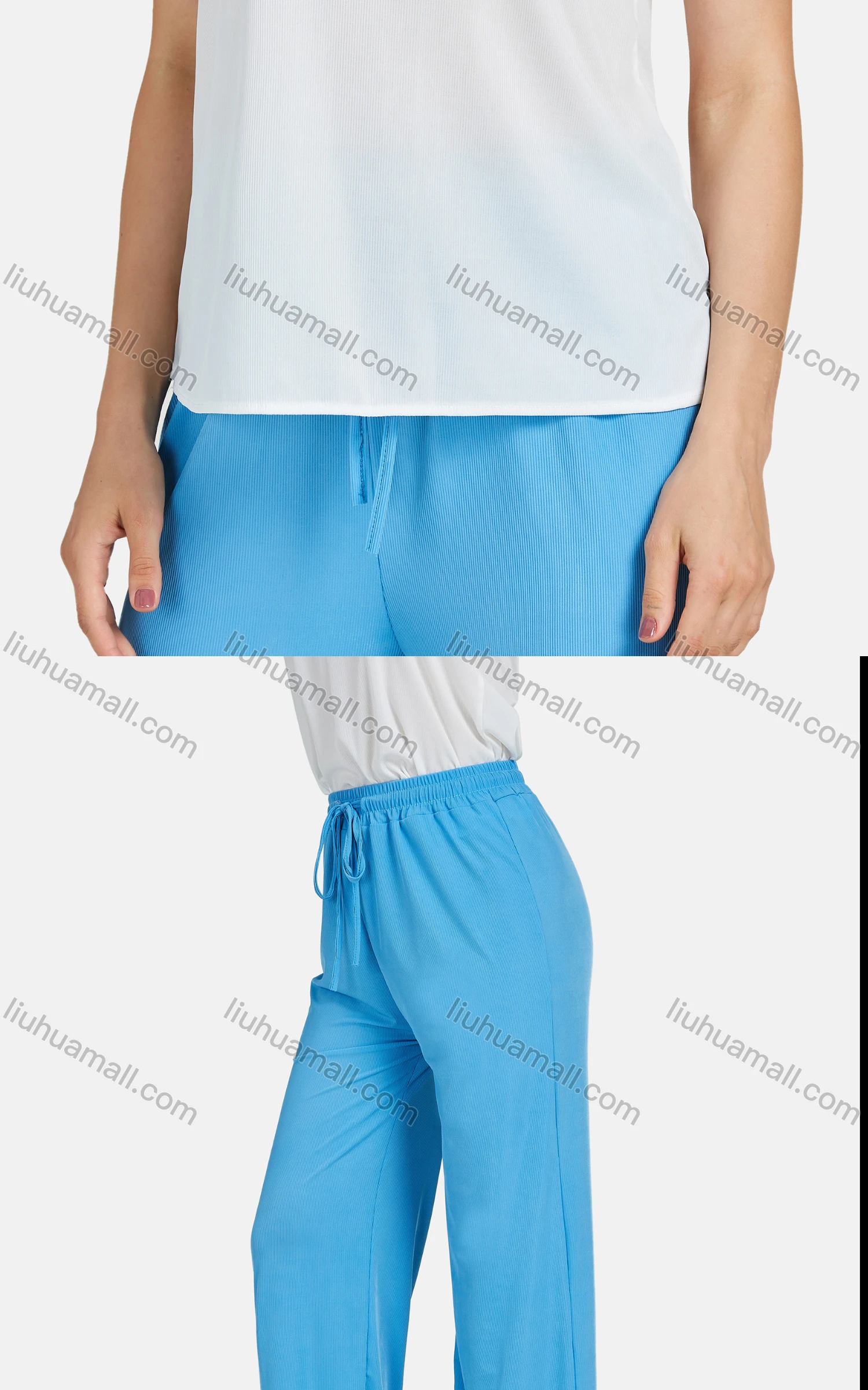 Wholesale Women's Casual Plain V Neck Cami Top & Drawstring Pants 2-piece Set - Liuhuamall