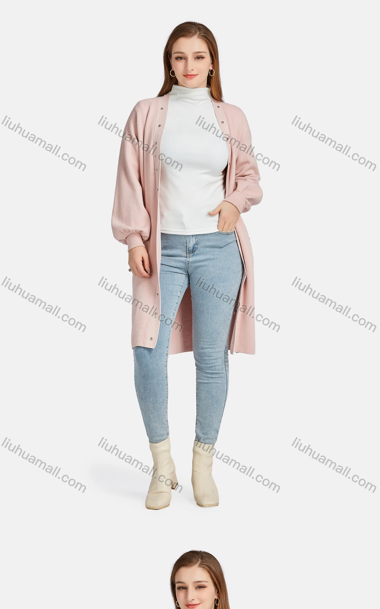 Wholesale Women's Casual Plain Long Sleeve Button Down Fleece Patch Pocket Cardigan - Liuhuamall