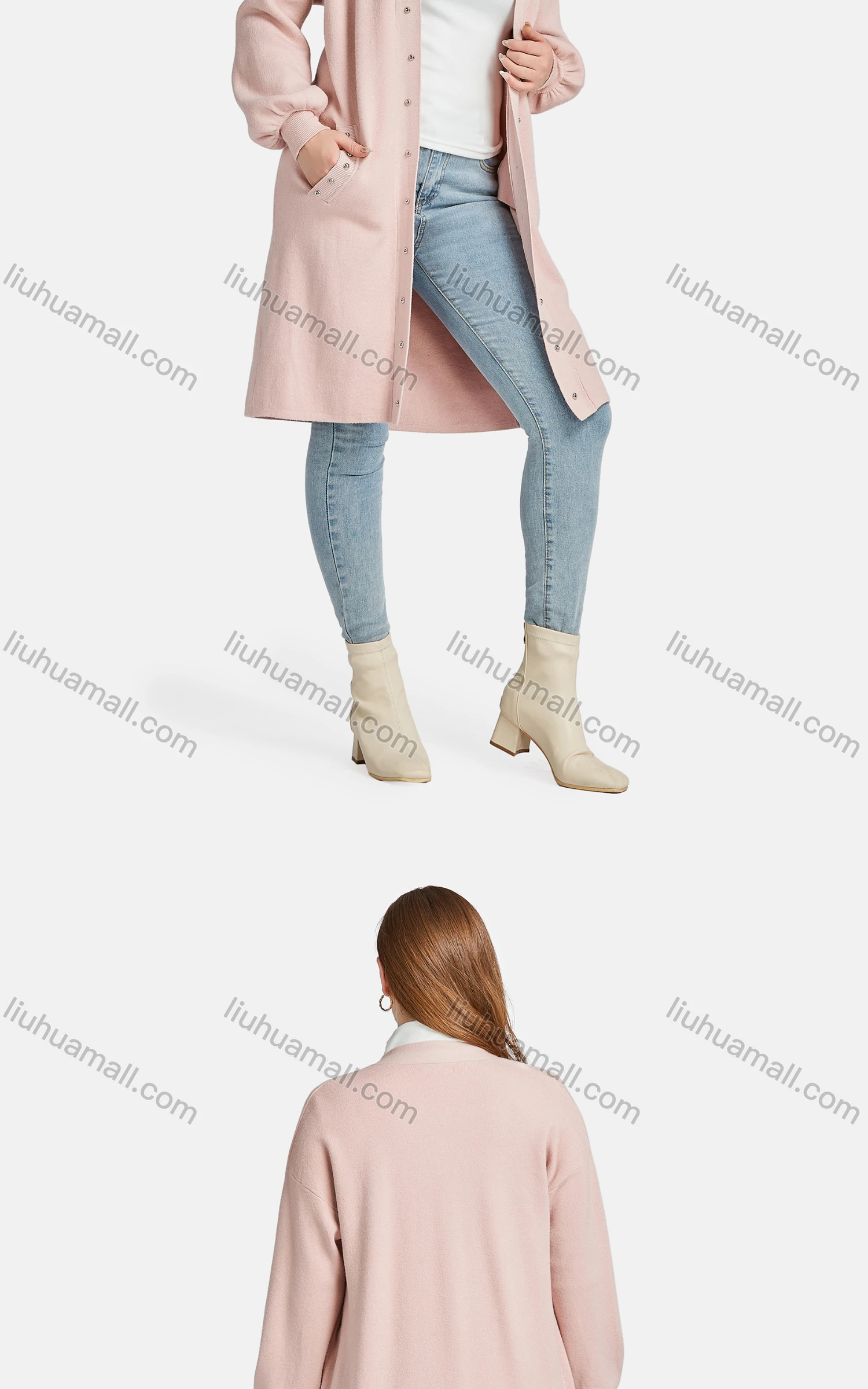 Wholesale Women's Casual Plain Long Sleeve Button Down Fleece Patch Pocket Cardigan - Liuhuamall