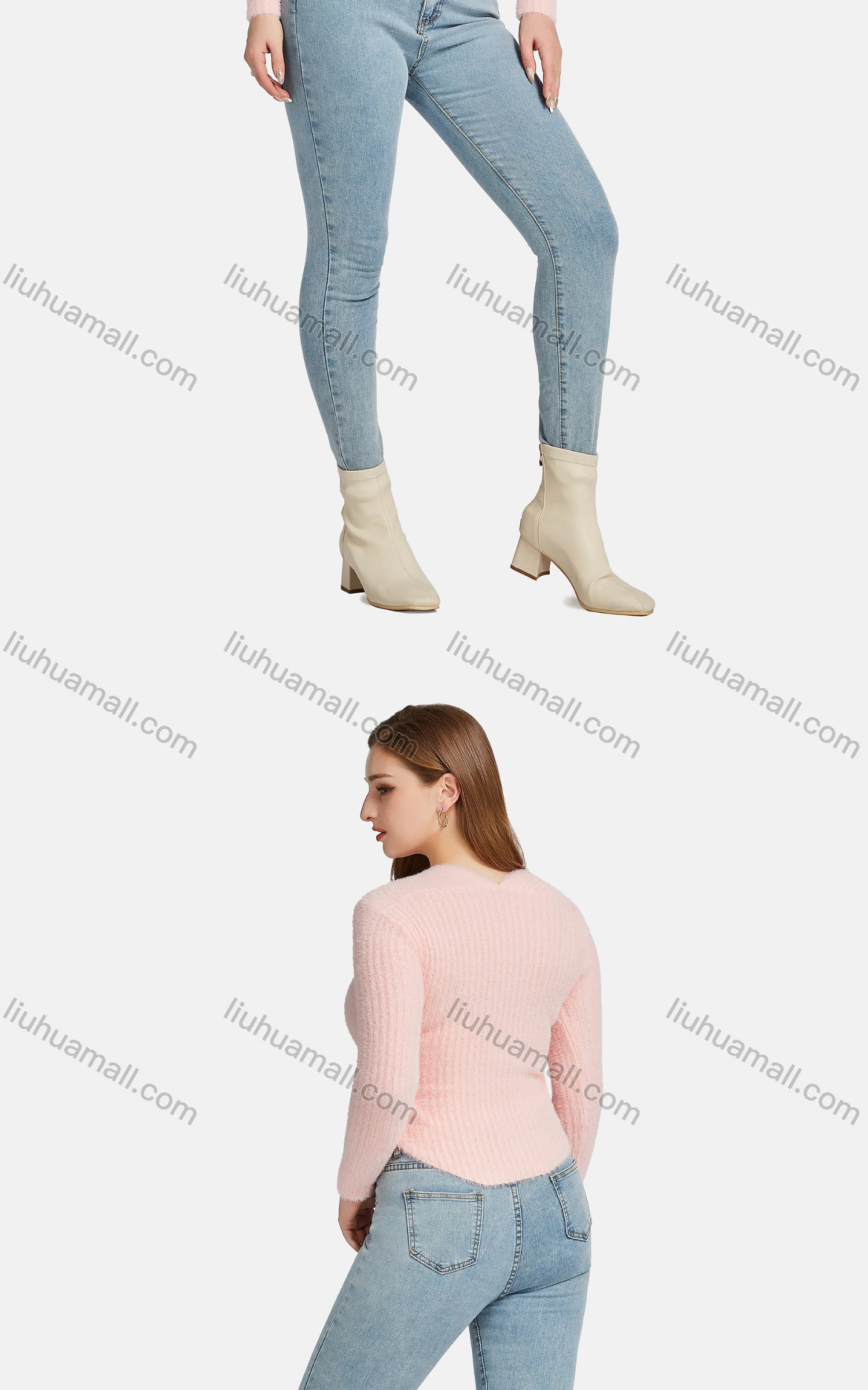 Wholesale Women's Casual Square Neck Fleece Button Decor Knit Crop Sweater - Liuhuamall