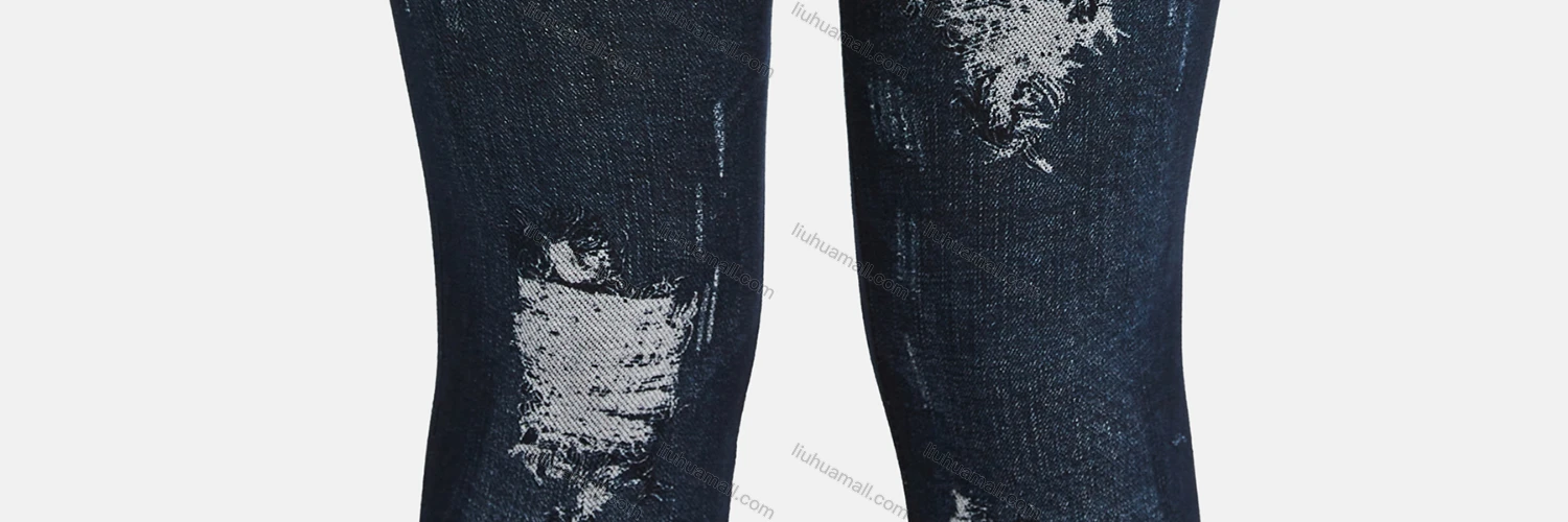 Wholesale Women's Casual High Waist Skinny Fit Ripped Distressed Jeans 7018# - Liuhuamall